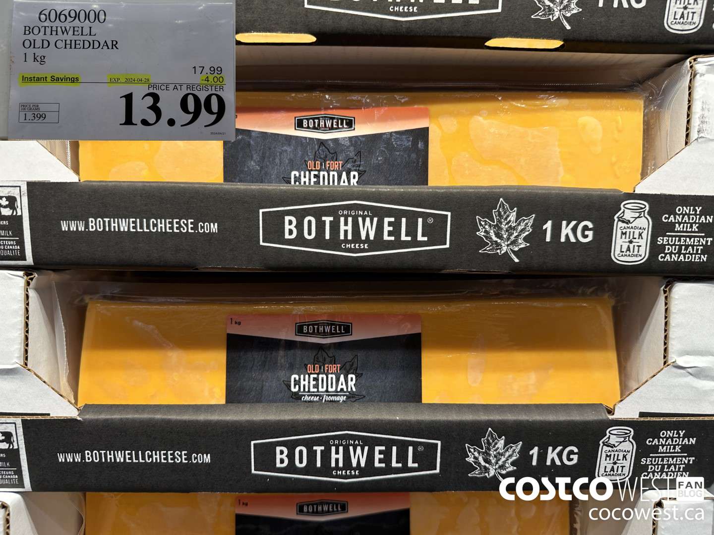 6069000 BOTHWELL OLD CHEDDAR 1 KG 2024-28 ($4.00 INSTANT SAVINGS EXPIRES ON 2024-04-28) $13.99