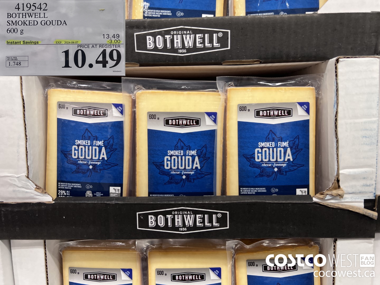 419542 BOTHWELL SMOKED GOUDA 600 g ($3.00 INSTANT SAVINGS EXPIRES ON 2024-04-07) $10.49