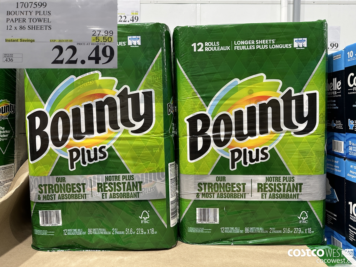 1707599 BOUNTY PLUS PAPER TOWEL 12 X 86 SHEETS ($5.50 INSTANT SAVINGS EXPIRES ON 2024-05-05) $22.49