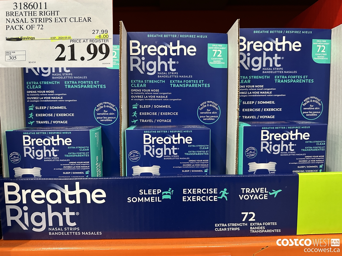 3186011 BREATHE RIGHT NASAL STRIPS EXT CLEAR PACK OF 72 ($6.00 INSTANT SAVINGS EXPIRES ON 2024-05-05) $21.99