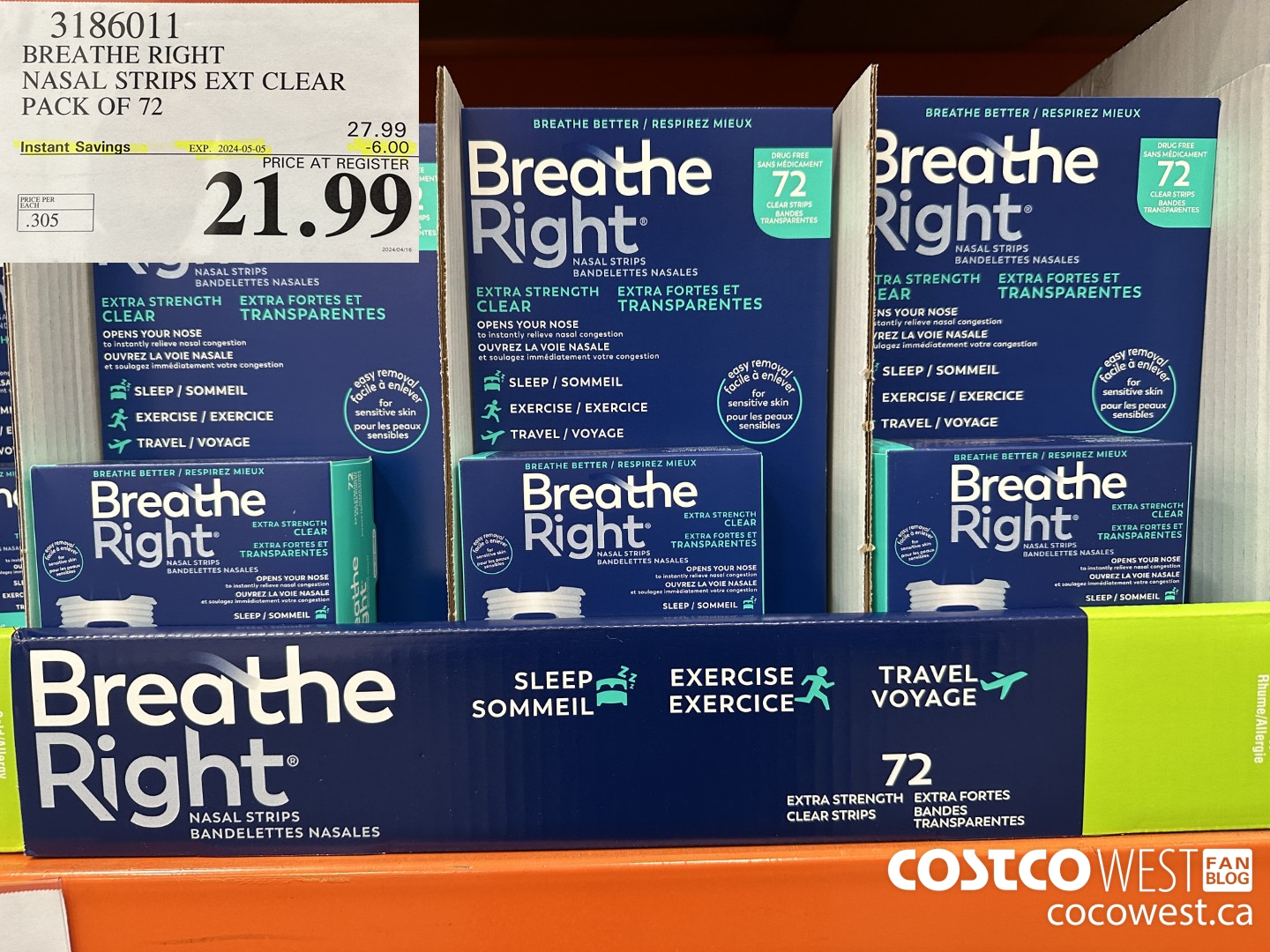 3186011 BREATHE RIGHT NASAL STRIPS EXT CLEAR PACK OF 72 ($6.00 INSTANT SAVINGS EXPIRES ON 2024-05-05) $21.99