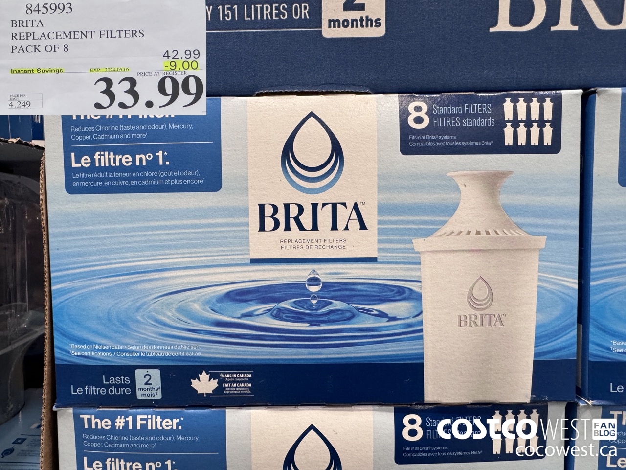 845993 BRITA REPLACEMENT FILTERS PACK OF 8 ($9.00 INSTANT SAVINGS EXPIRES ON 2024-05-05) $33.99