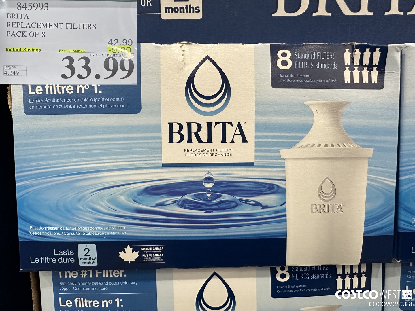 845993 BRITA REPLACEMENT FILTERS PACK OF 8 ($9.00 INSTANT SAVINGS EXPIRES ON 2024-05-05) $33.99
