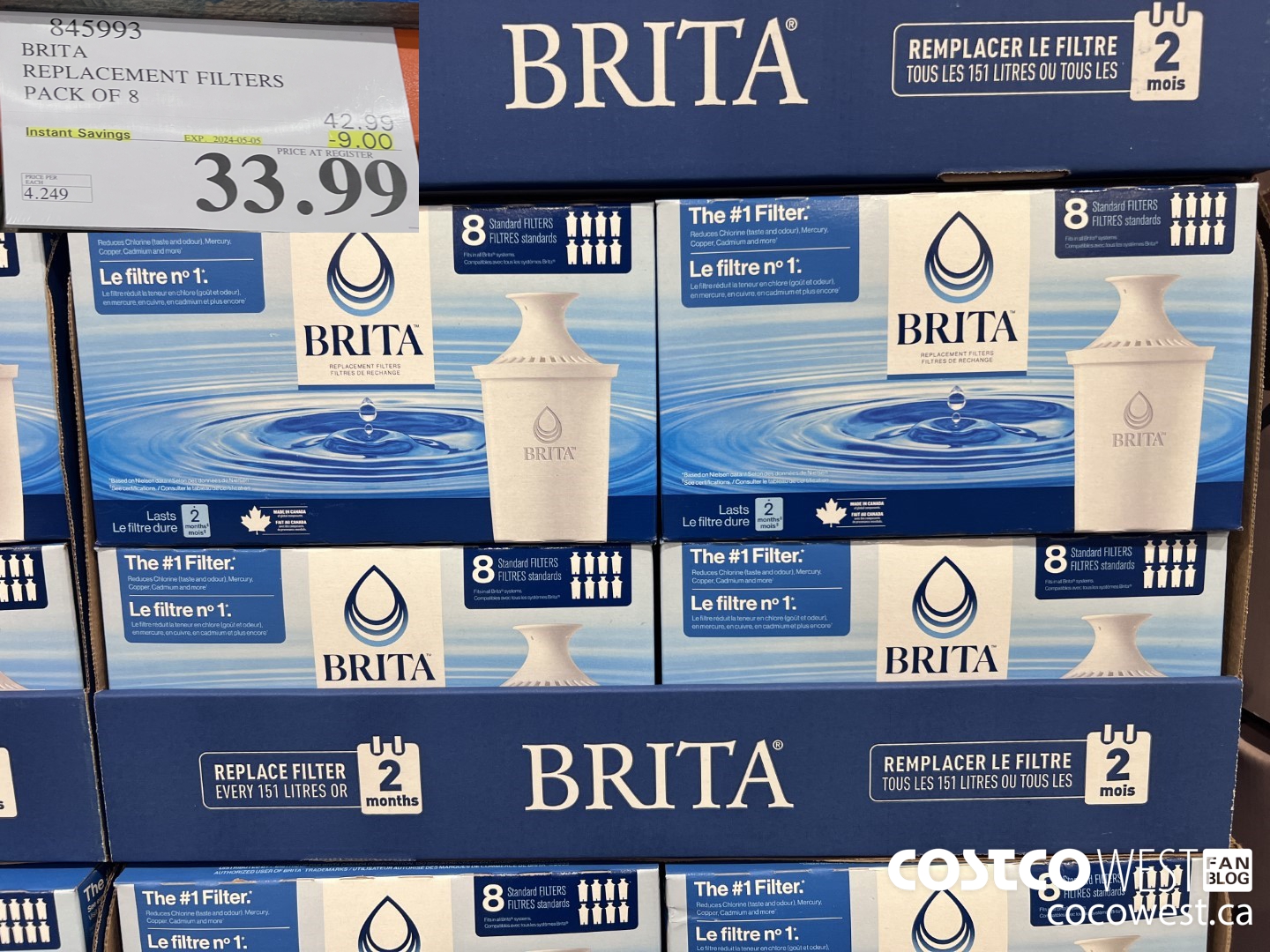 845993 BRITA REPLACEMENT FILTERS PACK OF 8 ($9.00 INSTANT SAVINGS EXPIRES ON 2024-05-05) $33.99