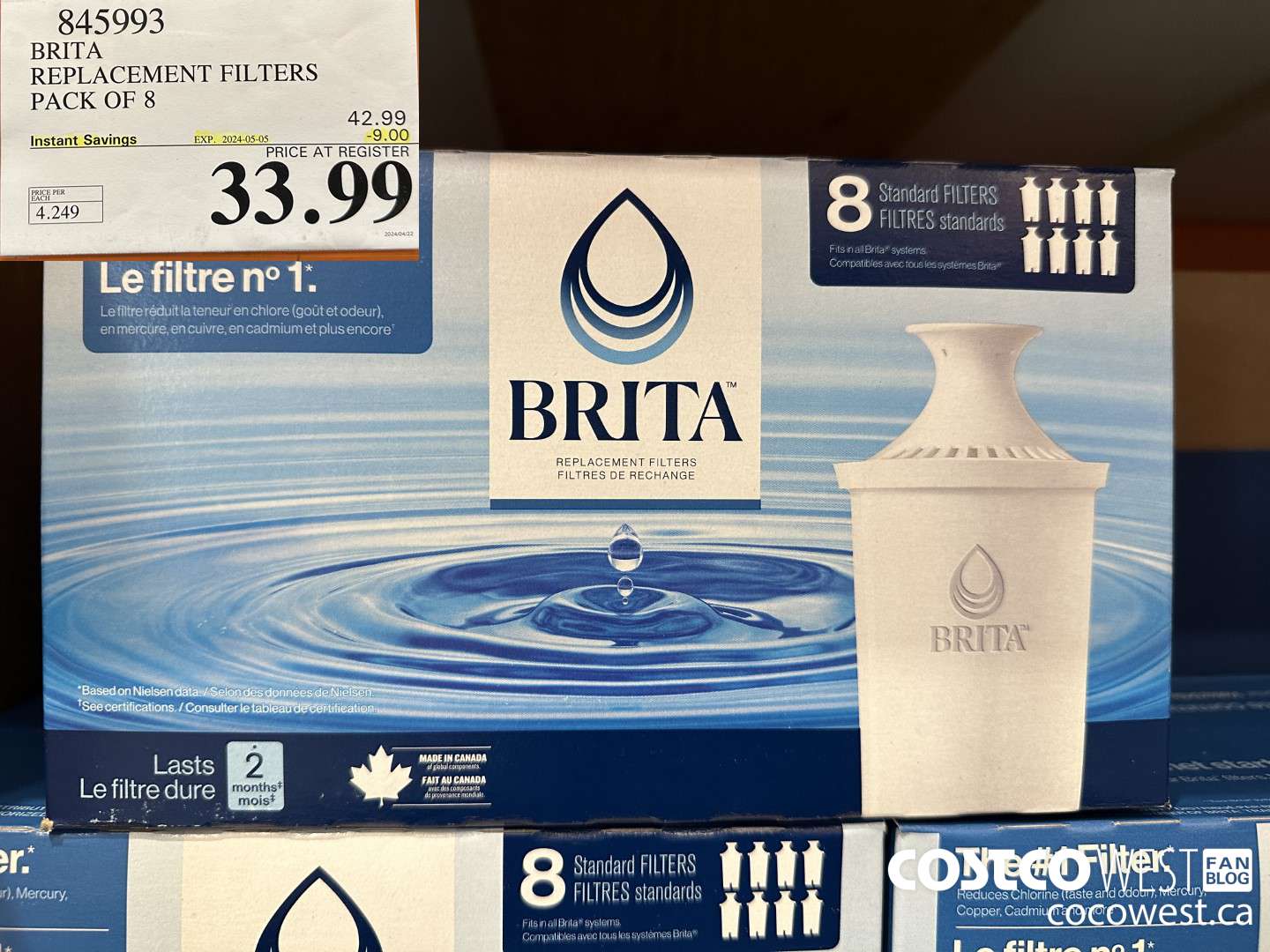 845993 BRITA REPLACEMENT FILTERS PACK OF 8 ($9.00 INSTANT SAVINGS EXPIRES ON 2024-05-05) $33.99