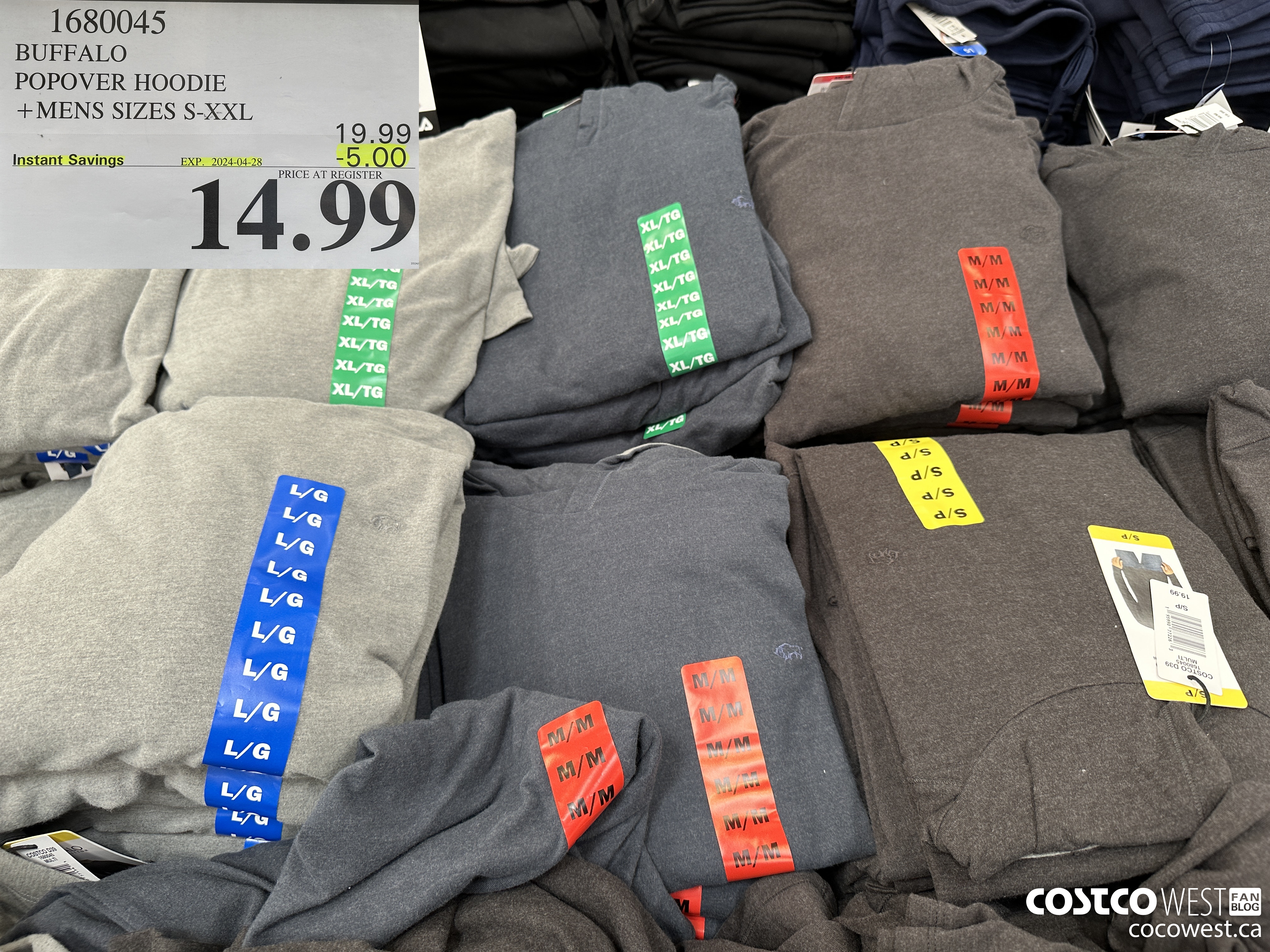 1680045 BUFFALO POPOVER HOODIE MENS SIZES S-XXL ($5.00 INSTANT SAVINGS EXPIRES ON 2024-04-28) $14.99