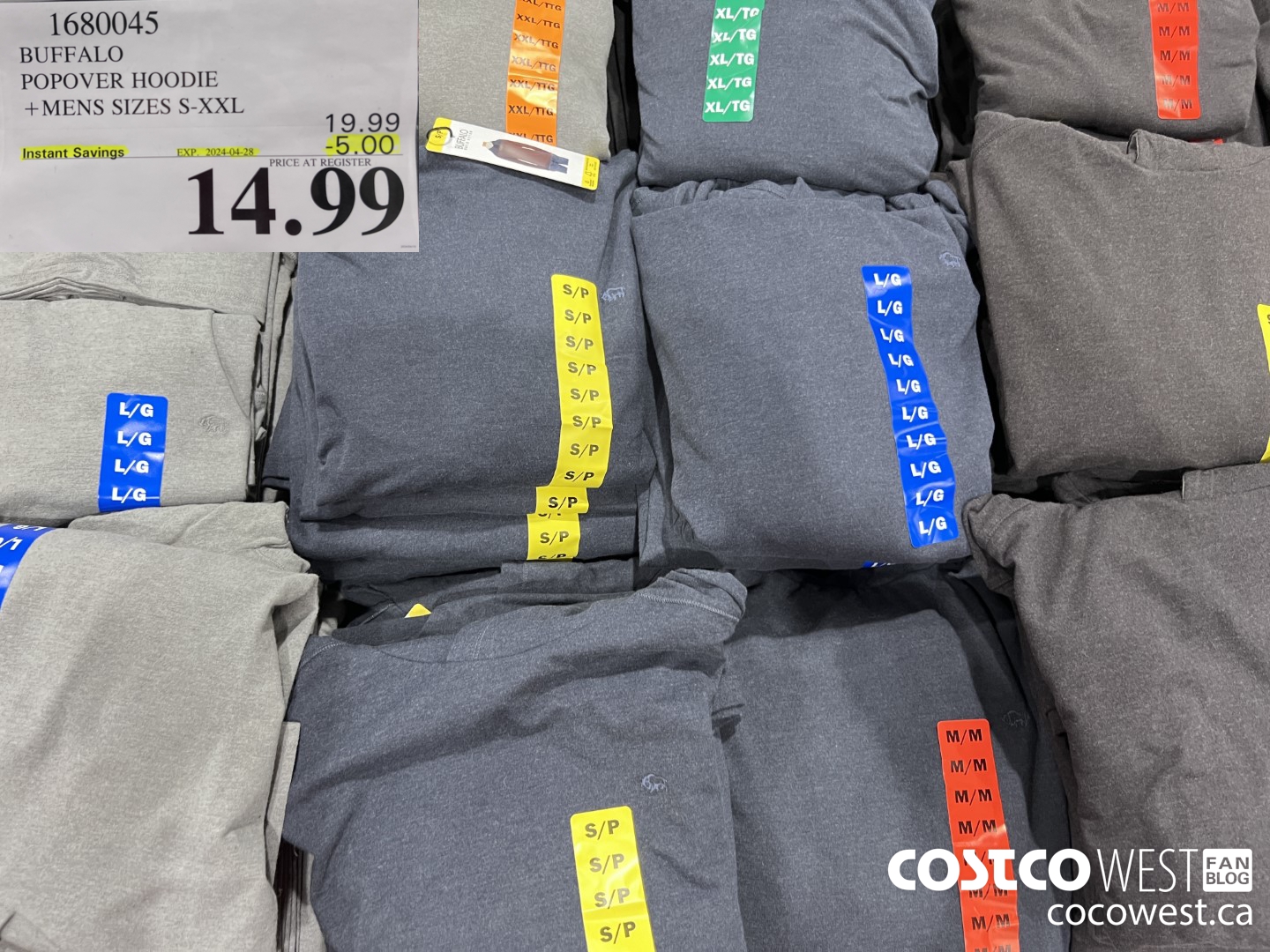 1680045 BUFFALO POPOVER HOODIE MENS SIZES S-XXL ($5.00 INSTANT SAVINGS EXPIRES ON 2024-04-28) $14.99