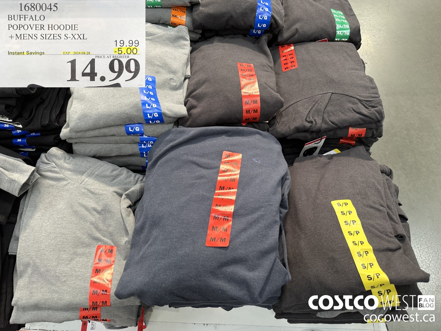 1680045 BUFFALO POPOVER HOODIE MENS SIZES S-XXL ($5.00 INSTANT SAVINGS EXPIRES ON 2024-04-28) $14.99