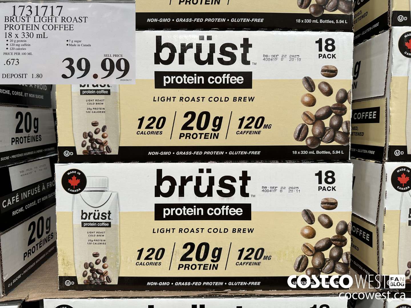 1731717 BURST LIGHT ROAST PROTEIN COFFEE 18 X 330ML $39.99