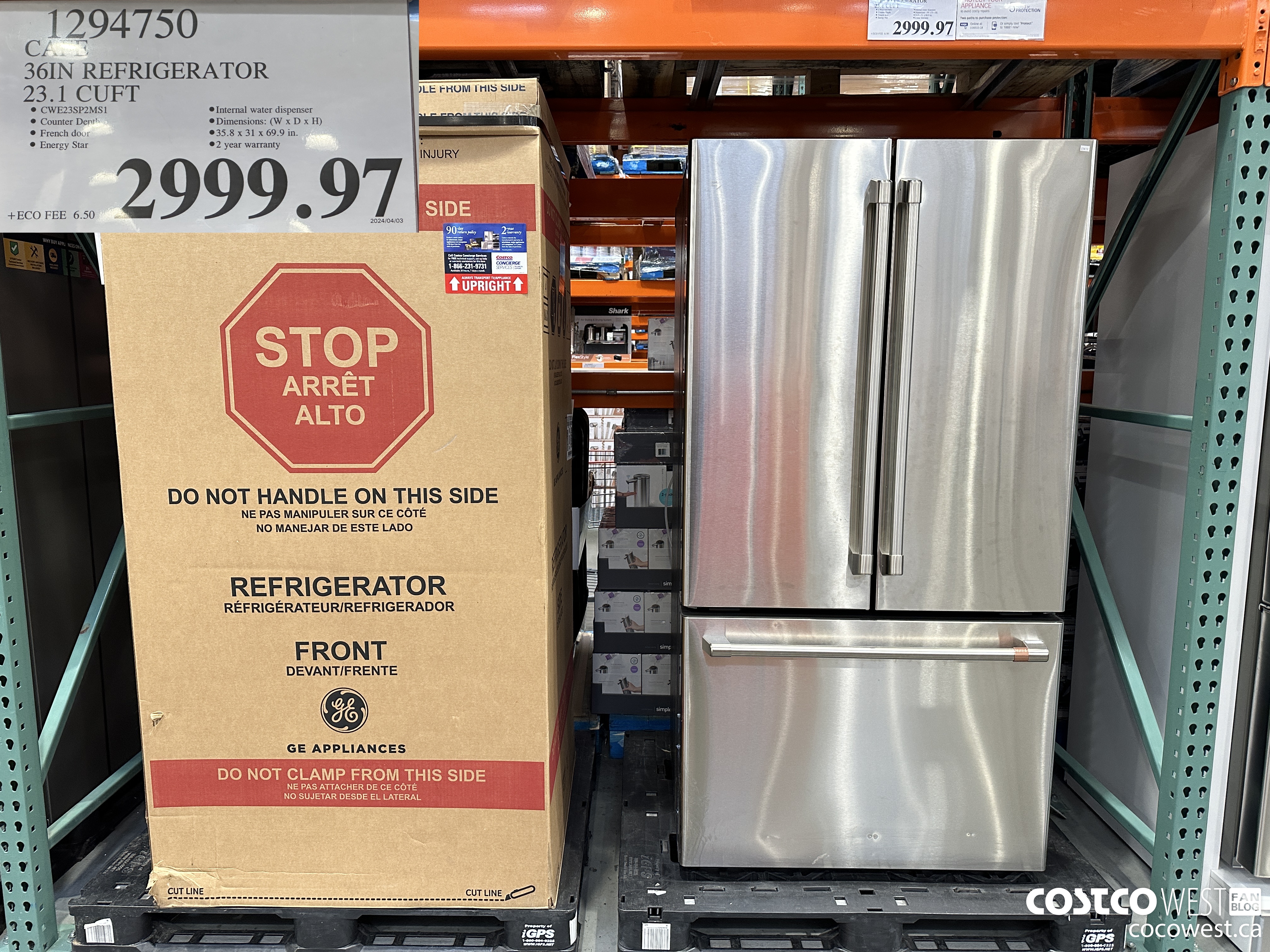 1294750 CAFE 36IN REFRIGERATOR 23.1 CUFT $2999.97