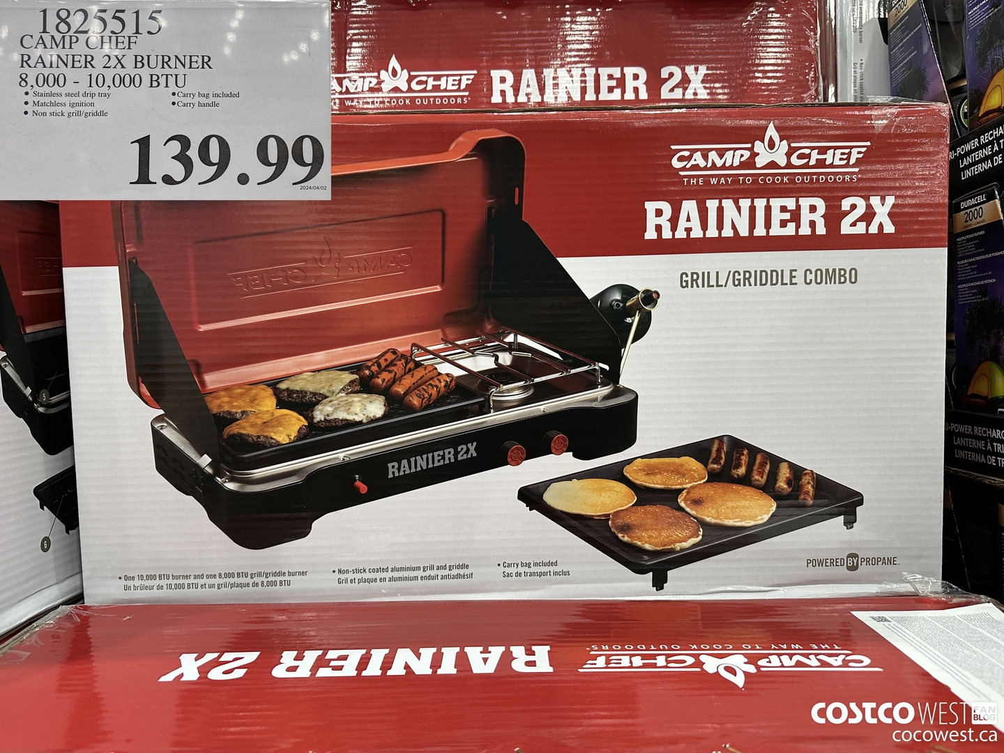 1825515 CAMP CHEF RAINER 2X BURNER 8.000 - 10,000 BTU $139.99
