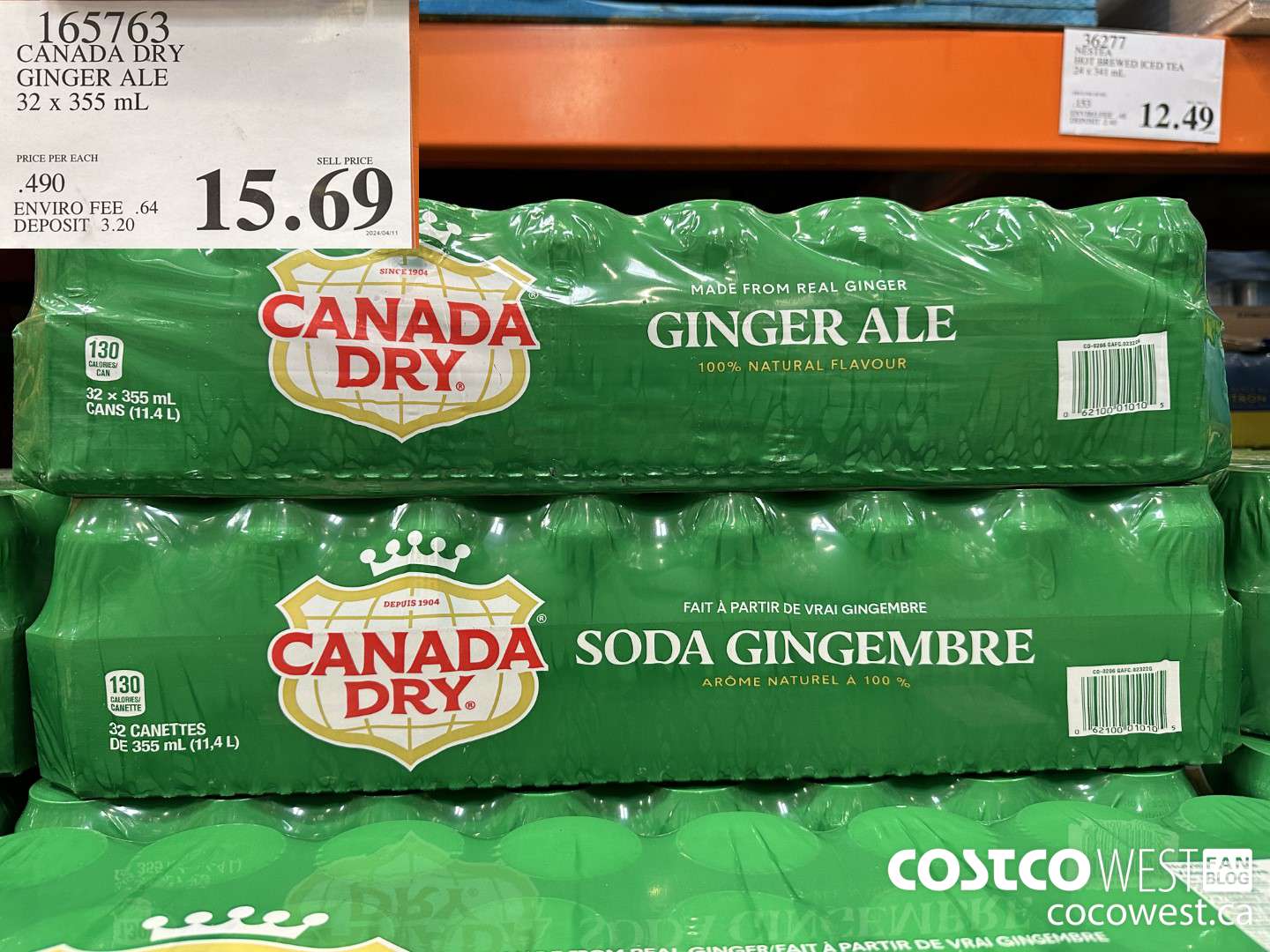 165763 CANADA DRY GINGER ALE 32 X 355 ML $15.69