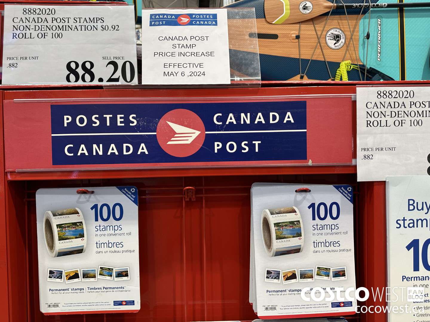 8882020 CANADA POST STAMPS NON-DENOMINATION $0.92 ROLL OF 100 $88.20