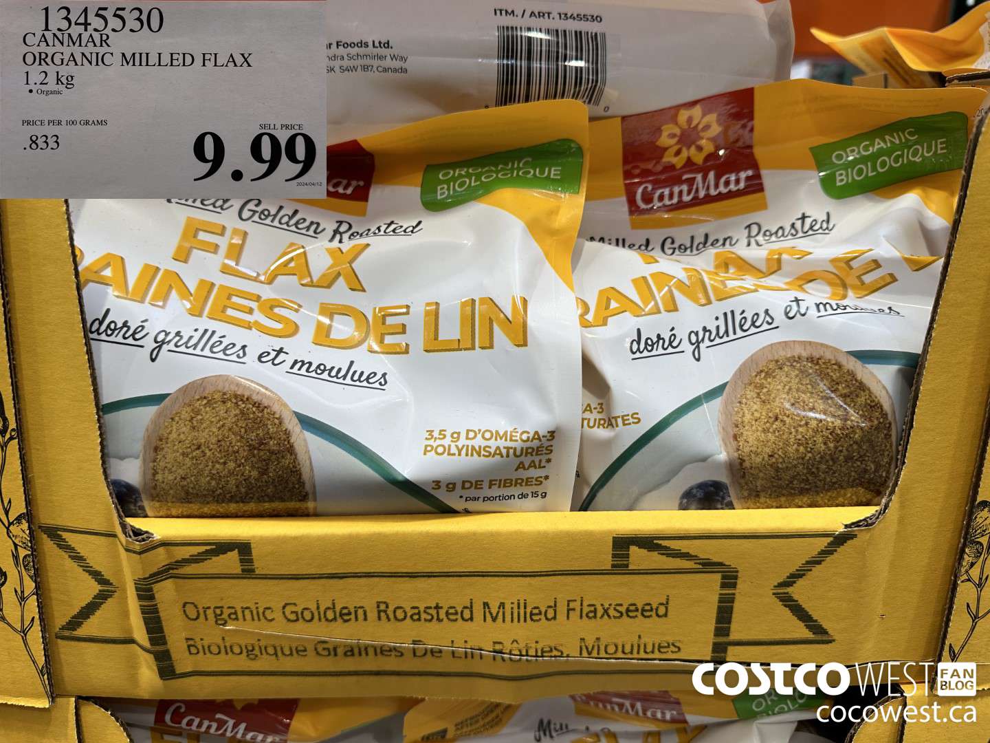 1345530 CANMAR ORGANIC MILLED FLAX 1.2kg $9.99