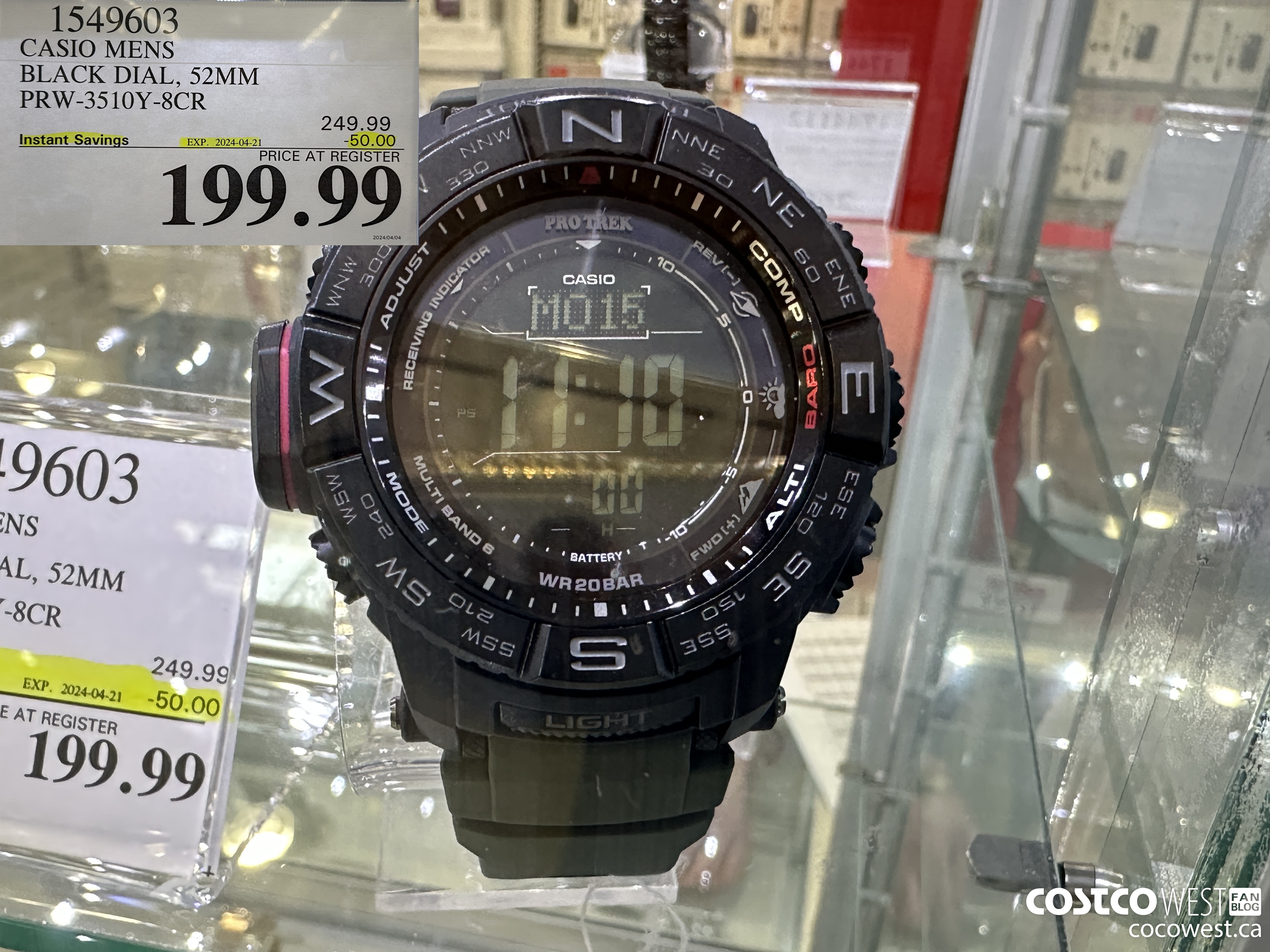 1549603 CASIO MENS BLACK DIAL, 52MM PRW-3510Y-8CR ($50.00 INSTANT SAVINGS EXPIRES ON 2024-04-21) $199.99