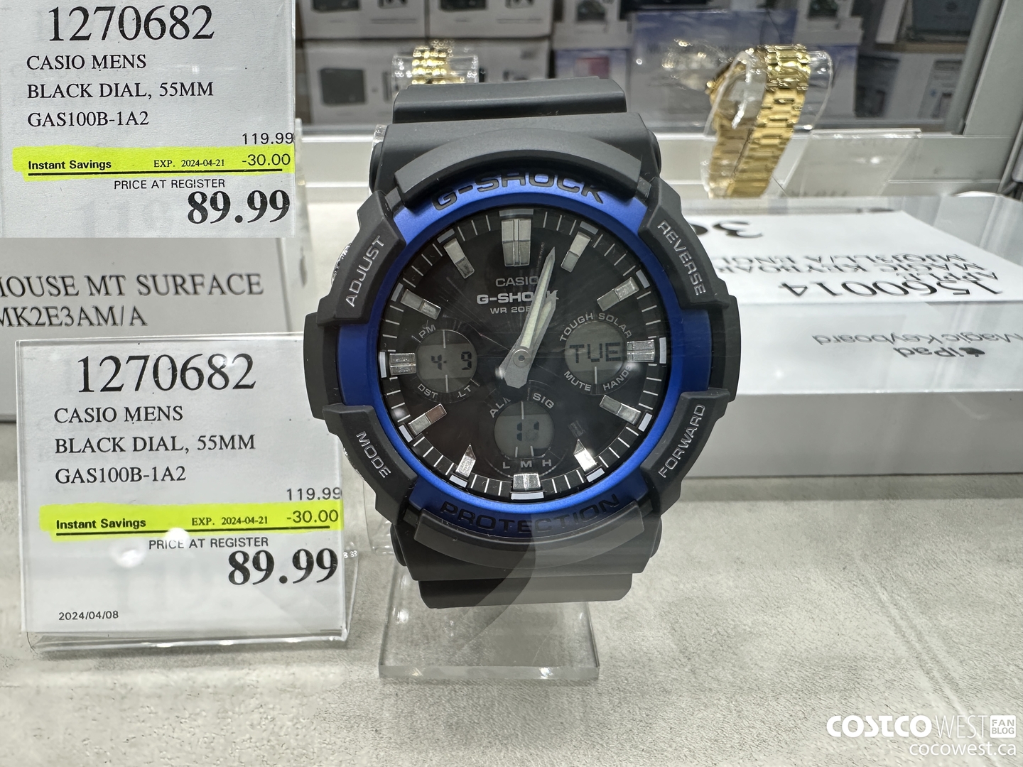 1270682 CASIO MENS BLACK DIAL, 55MM GAS100B-1A2 ($30.00 INSTANT SAVINGS EXPIRES ON 2024-04-21) $89.99