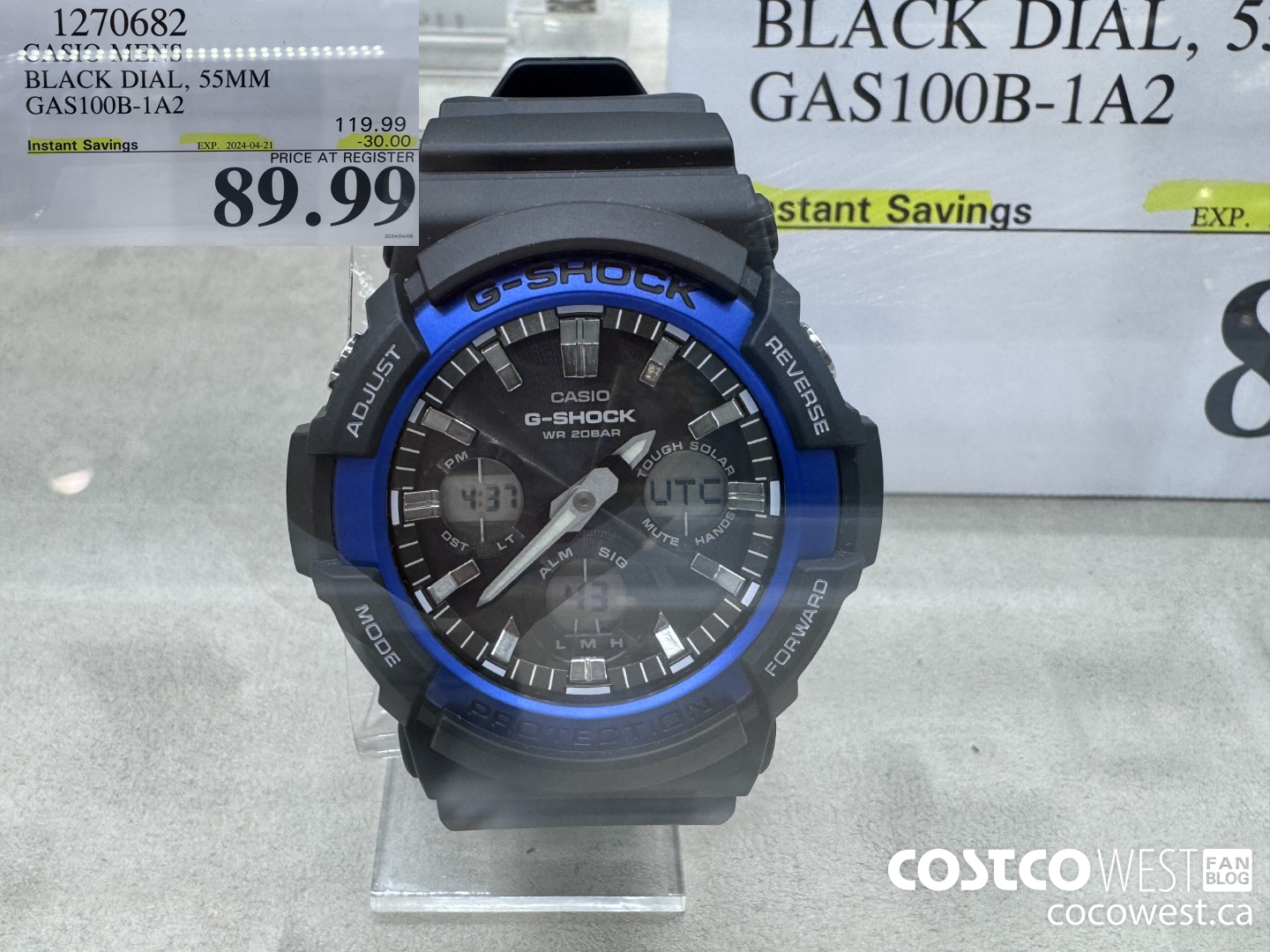 1270682 CASIO MENS BLACK DIAL, 55MM GAS100B-1A2 ($30.00 INSTANT SAVINGS EXPIRES ON 2024-04-21) $89.99