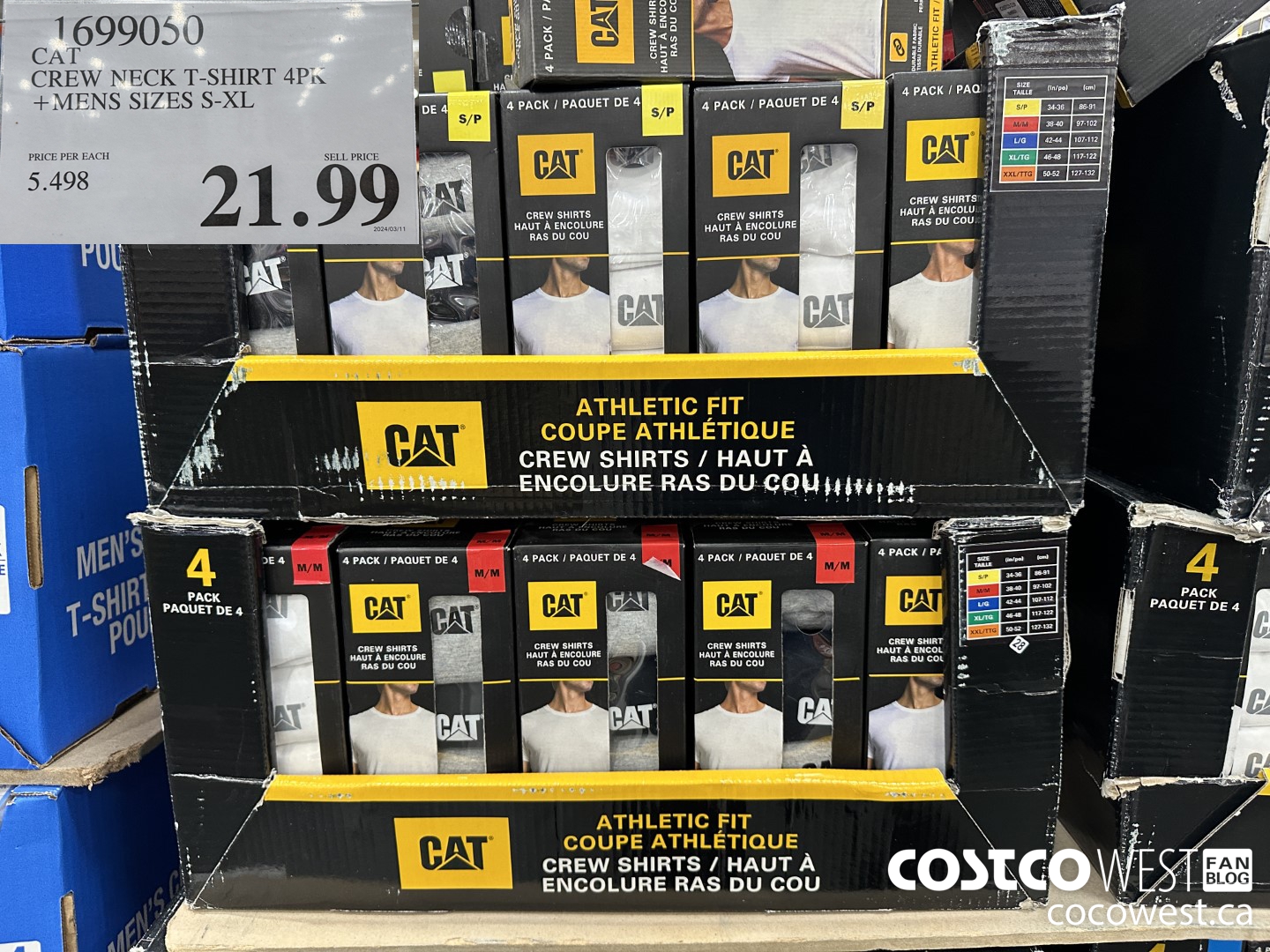 1699050 CAT CREW NECK T-SHIRT 4PK MENS SIZES S-XL $21.99