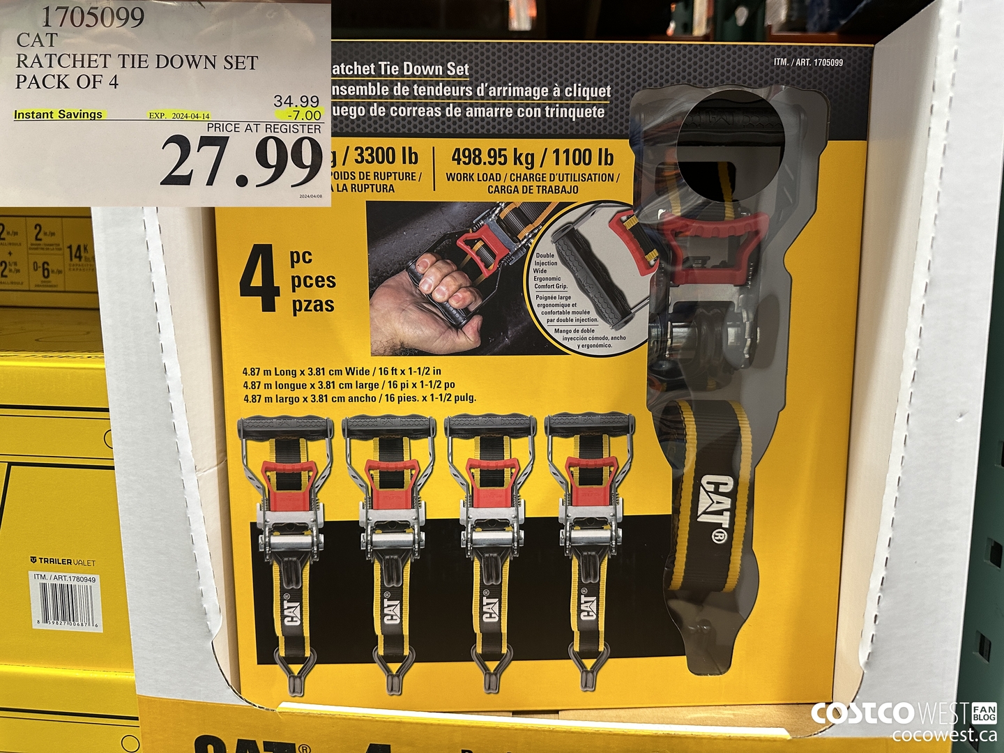 1705099 CAT RATCHET TIE DOWN SET PACK OF 4 ($7.00 INSTANT SAVINGS EXPIRES ON 2024-04-14) $27.99