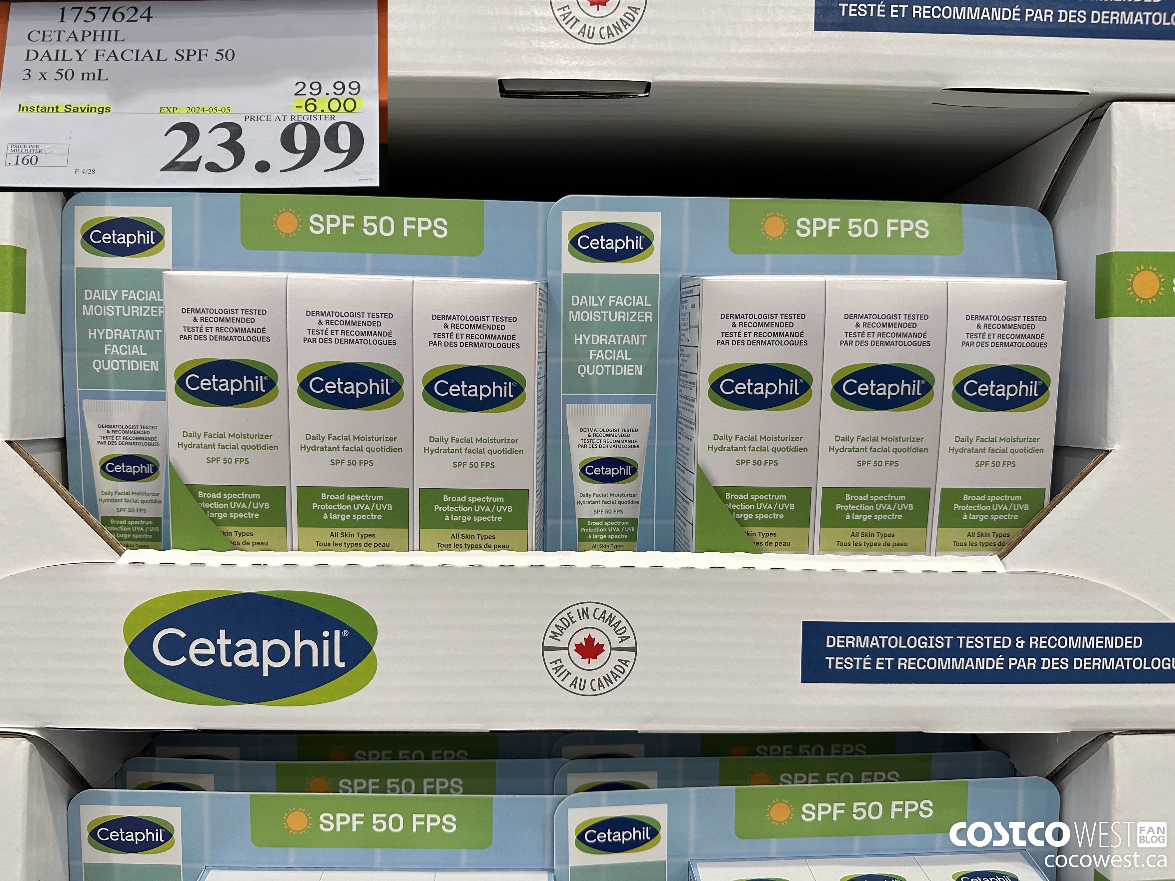 1757624 CETAPHIL DAILY FACIAL SPF 50 3 X 50ML ($6.00 INSTANT SAVINGS EXPIRES ON 2024-05-05) $23.99