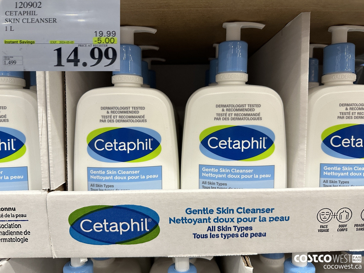 120902 CETAPHIL SKIN CLEANSER 1L ($5.00 INSTANT SAVINGS EXPIRES ON 2024-05-05) $14.99