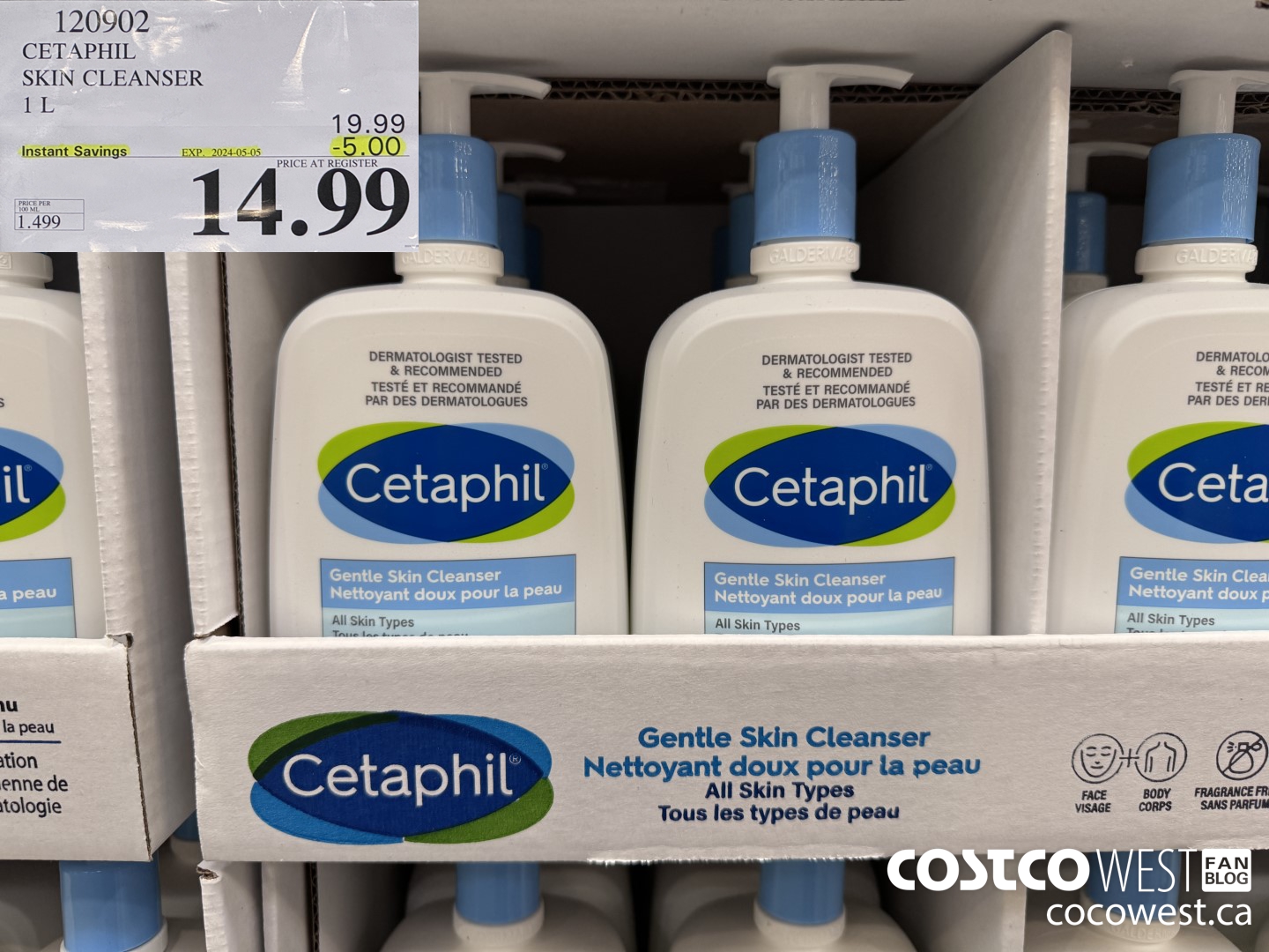 120902 CETAPHIL SKIN CLEANSER 1L ($5.00 INSTANT SAVINGS EXPIRES ON 2024-05-05) $14.99
