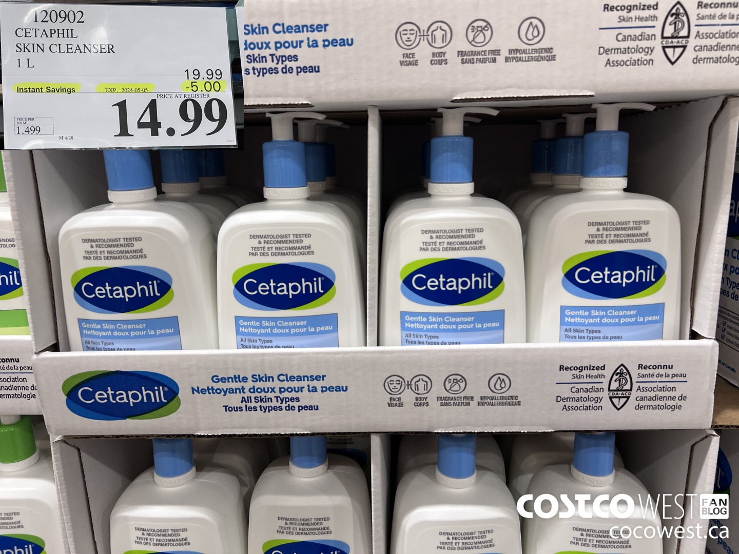 120902 CETAPHIL SKIN CLEANSER 1L ($5.00 INSTANT SAVINGS EXPIRES ON 2024-05-05) $14.99