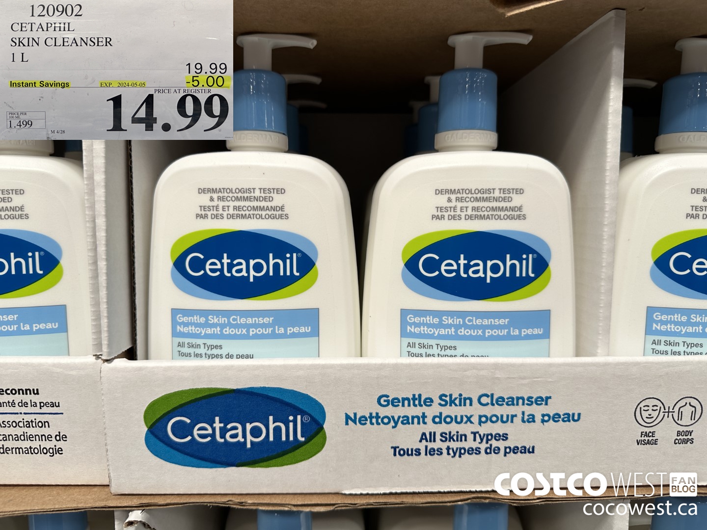 120902 CETAPHIL SKIN CLEANSER 1L ($5.00 INSTANT SAVINGS EXPIRES ON 2024-05-05) $14.99