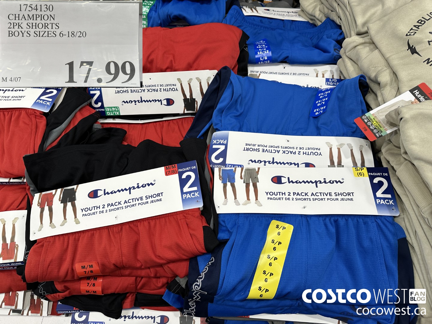 1754130 CHAMPION 2PK SHORTS BOYS SIZES 6-18/20 $17.99