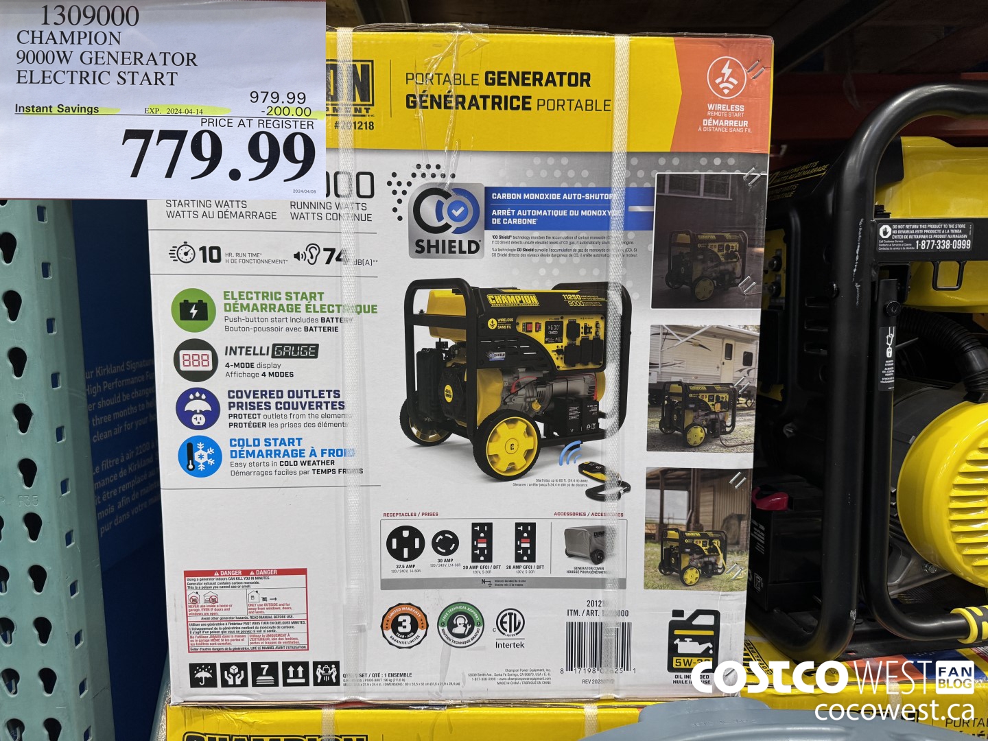 1309000 CHAMPION 9000W GENERATOR ELECTRIC START ($200.00 INSTANT SAVINGS EXPIRES ON 2024-04-14) $779.99