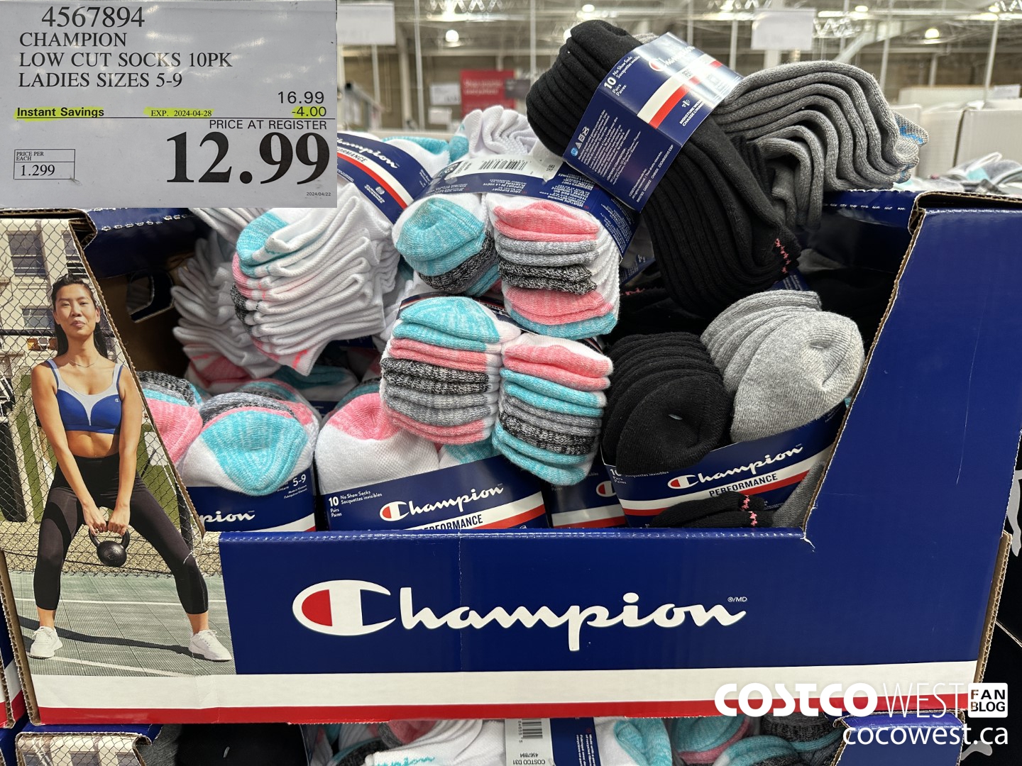 4567894 CHAMPION LOW CUT SOCKS 10PK LADIES SIZES 5-9 ($4.00 INSTANT SAVINGS EXPIRES ON 2024-04-28) $12.99