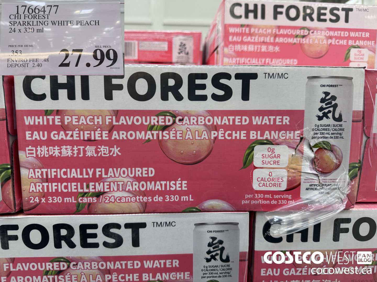 1766477 CHI FOREST SPARKLING WHITE PEACH 24 X 330 ML $27.99