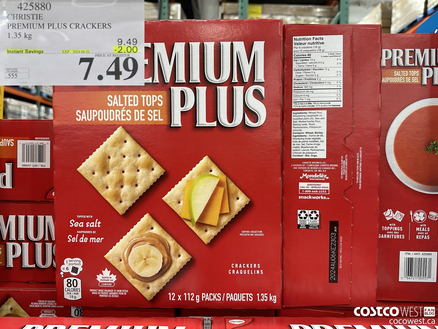 425880 CHRISTIE PREMIUM PLUS CRACKERS 1.35 kg ($2.00 INSTANT SAVINGS EXPIRES ON 2024-04-21) $7.49