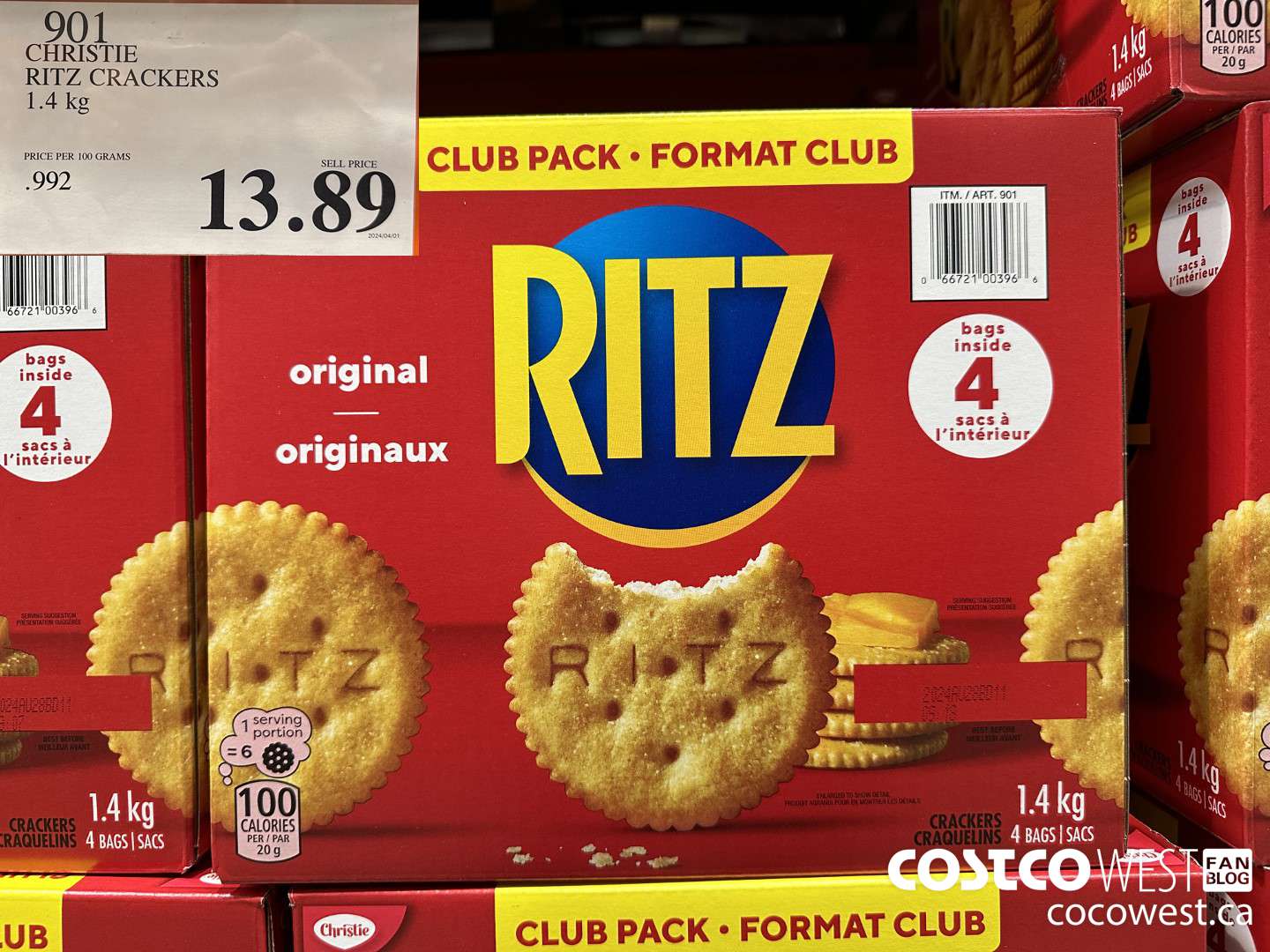 901 CHRISTIE RITZ CRACKERS 1.4 kg $13.89