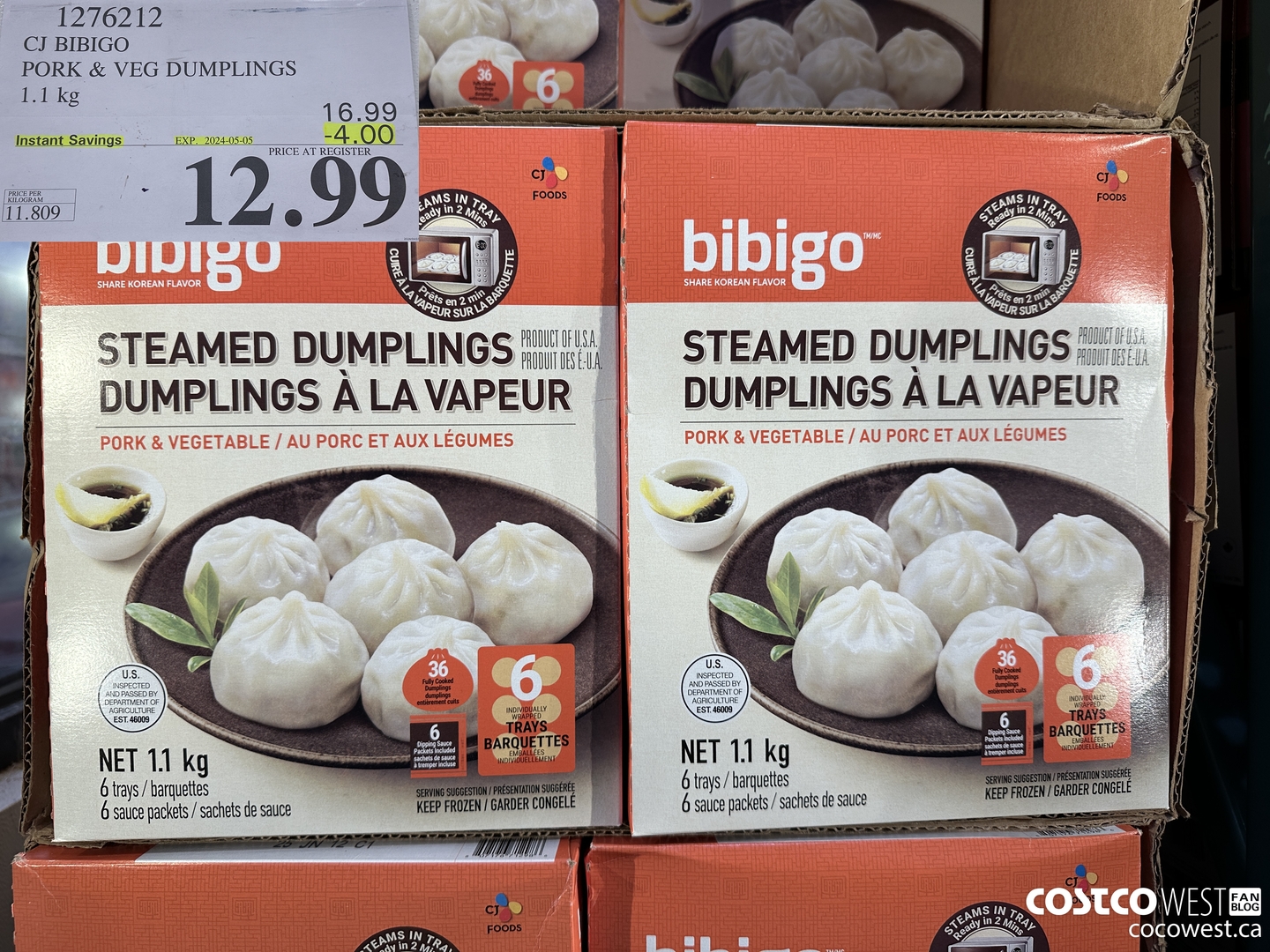 1276212 CJ BIBIGO PORK & VEG DUMPLINGS 1.1KG ($4.00 INSTANT SAVINGS EXPIRES ON 2024-05-05) $12.99