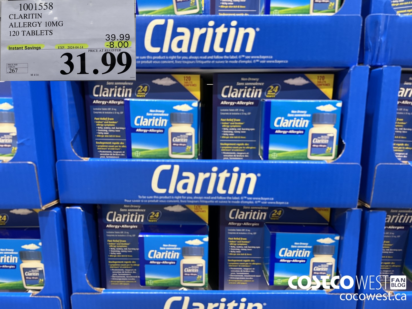 1001558 CLARITIN ALLERGY 10MG 120 TABLETS ($8.00 INSTANT SAVINGS EXPIRES ON 2024-04-14) $31.99