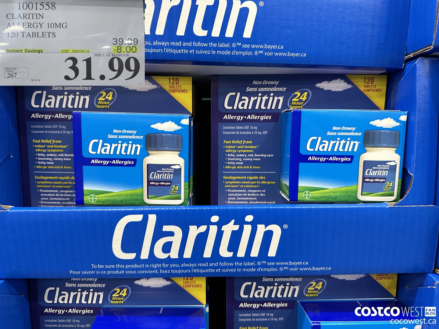 1001558 CLARITIN ALLERGY 10MG 120 TABLETS ($8.00 INSTANT SAVINGS EXPIRES ON 2024-04-14) $31.99