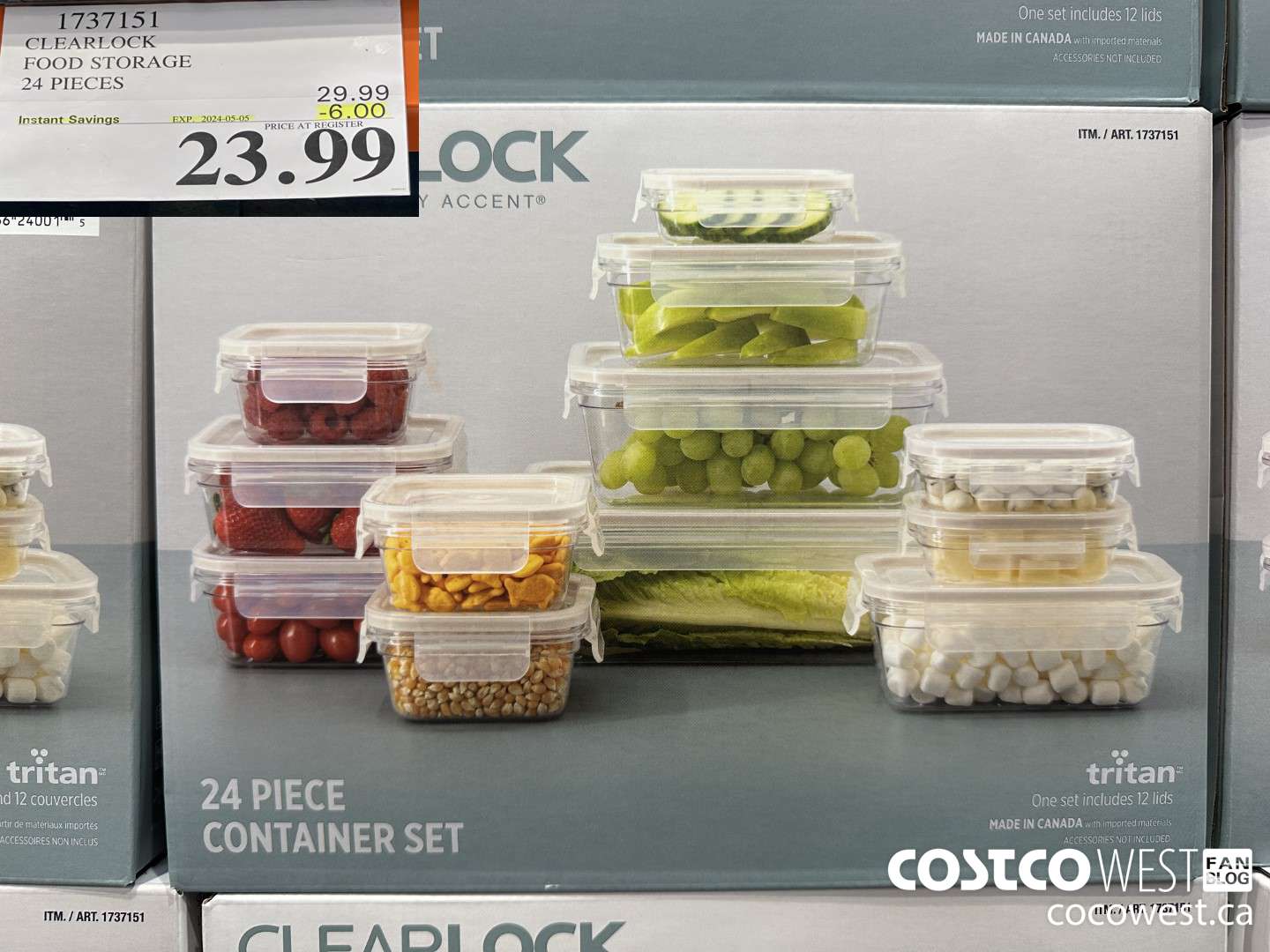 1737151 CLEARLOCK FOOD STORAGE 24 PIECES ($6.00 INSTANT SAVINGS EXPIRES ON 2024-05-05) $23.99