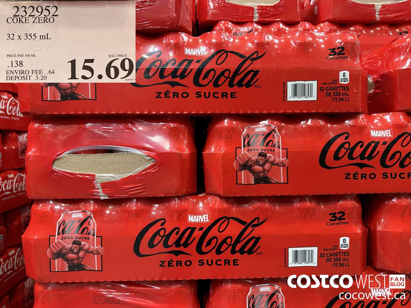 232952 COKE ZERO 32 X 355 ML $15.69