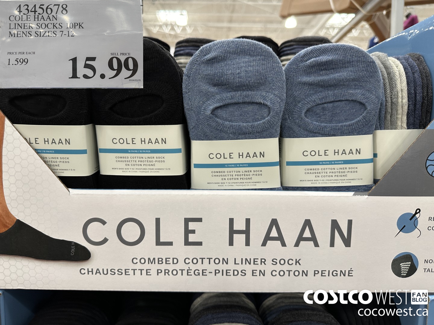 4345678 COLE HAAN LINER SOCK 10PK MENS SIZES 7-12 $15.99