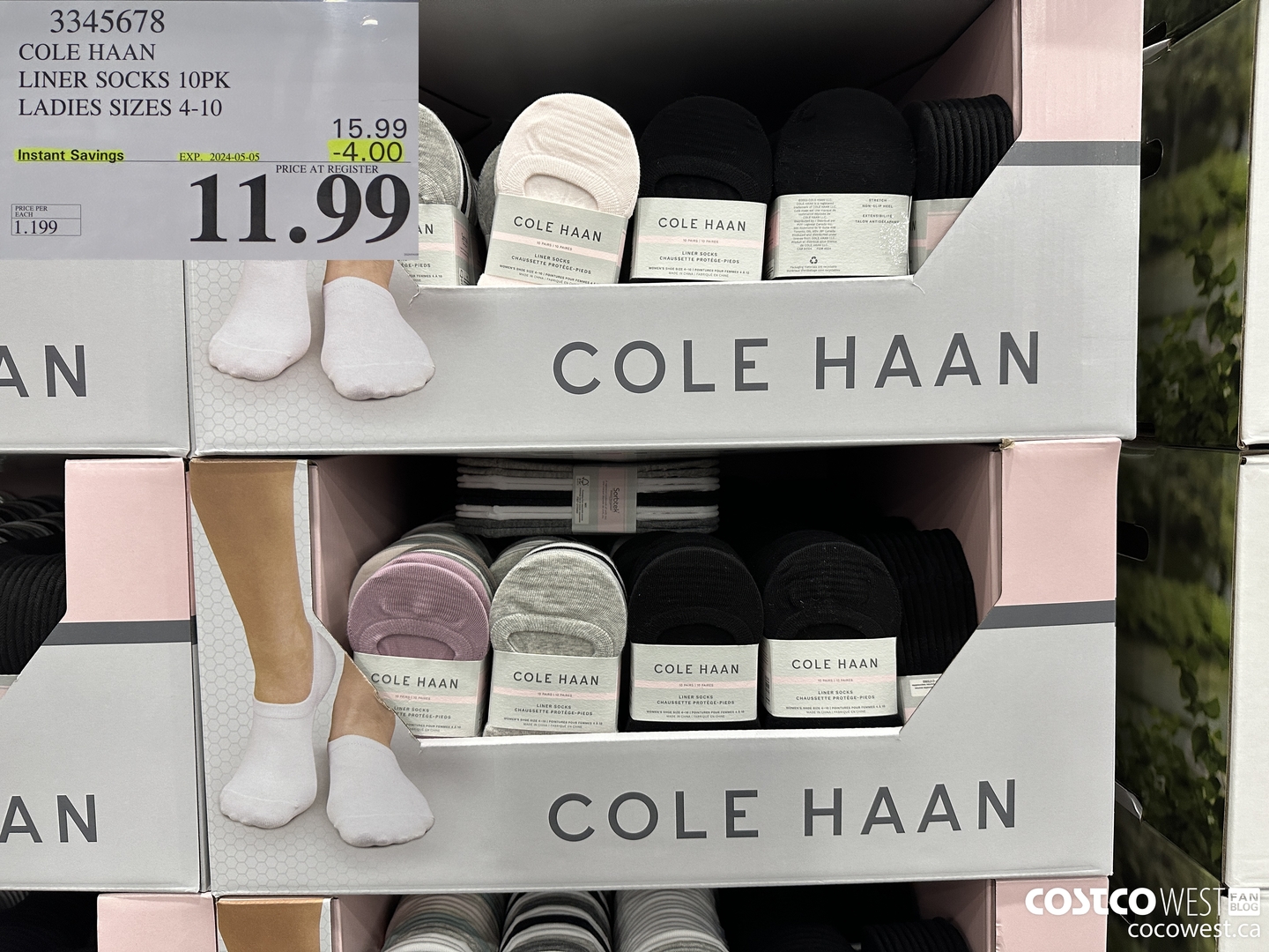 3345678 COLE HAAN NO SHOW SOCK 10PK LADIES SIZES 4-10 ($4.00 INSTANT SAVINGS EXPIRES ON 2024-05-05) $11.99