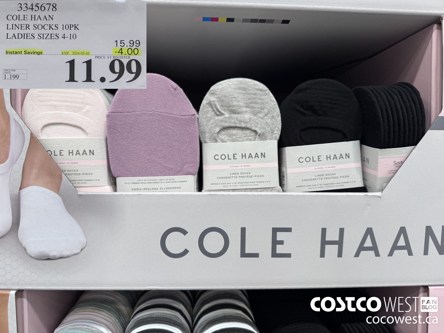 3345678 COLE HAAN NO SHOW SOCK 10PK LADIES SIZES 4-10 ($4.00 INSTANT SAVINGS EXPIRES ON 2024-05-05) $11.99