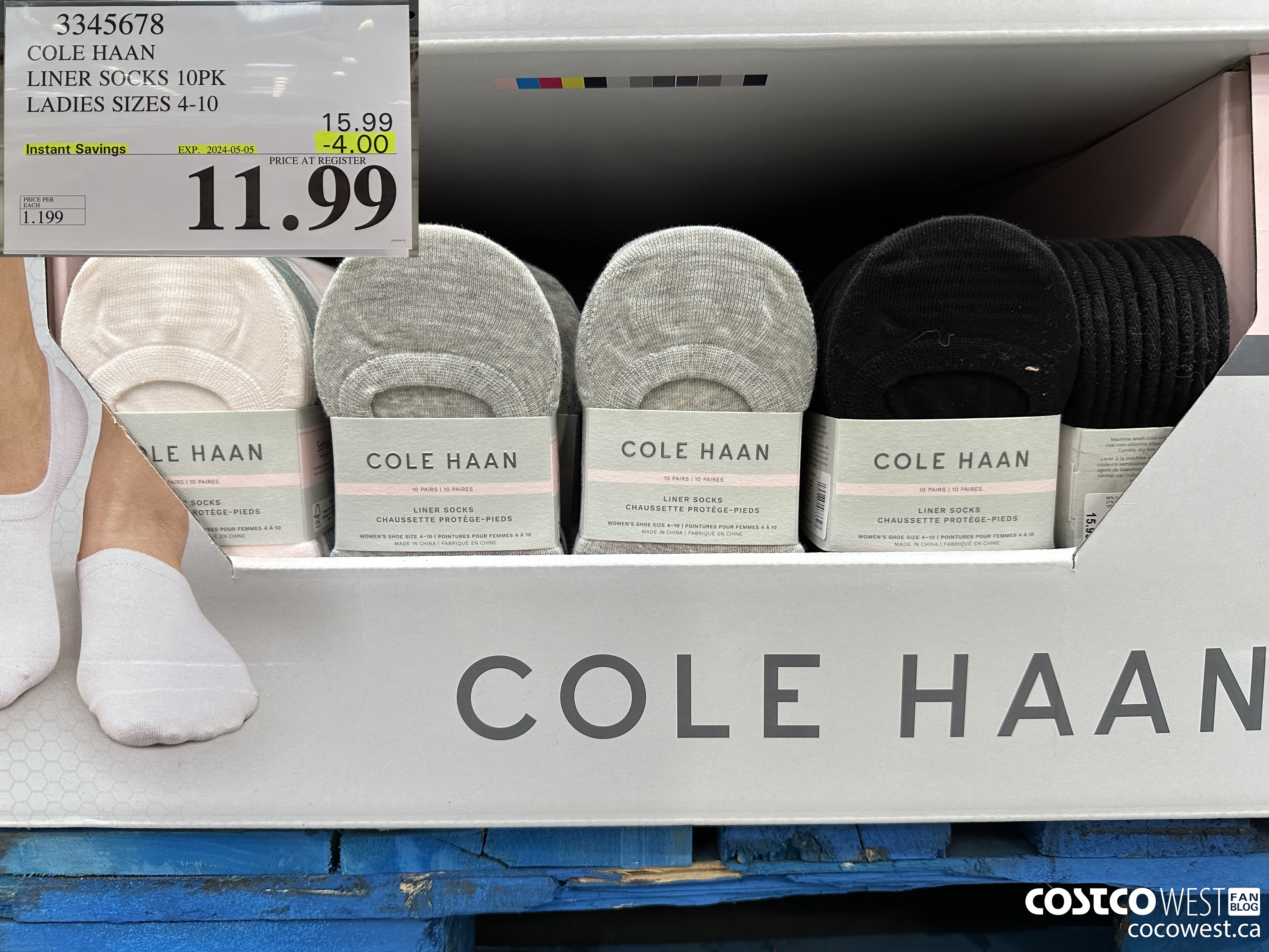 3345678 COLE HAAN NO SHOW SOCK 10PK LADIES SIZES 4-10 ($4.00 INSTANT SAVINGS EXPIRES ON 2024-05-05) $11.99