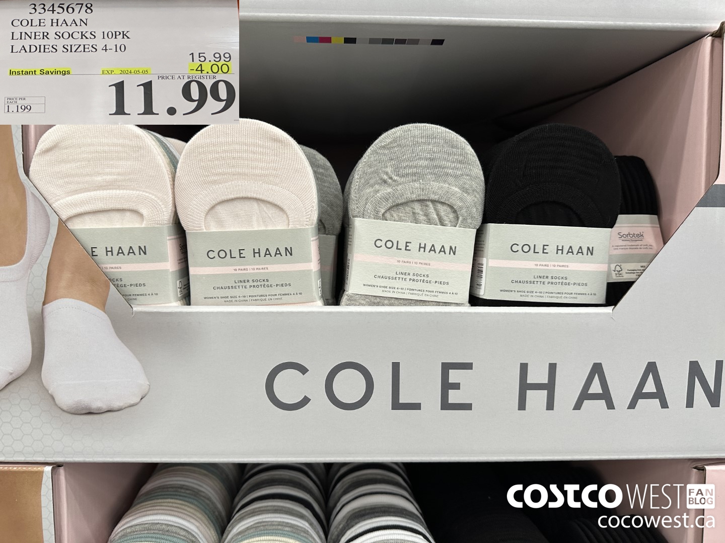 3345678 COLE HAAN NO SHOW SOCK 10PK LADIES SIZES 4-10 ($4.00 INSTANT SAVINGS EXPIRES ON 2024-05-05) $11.99