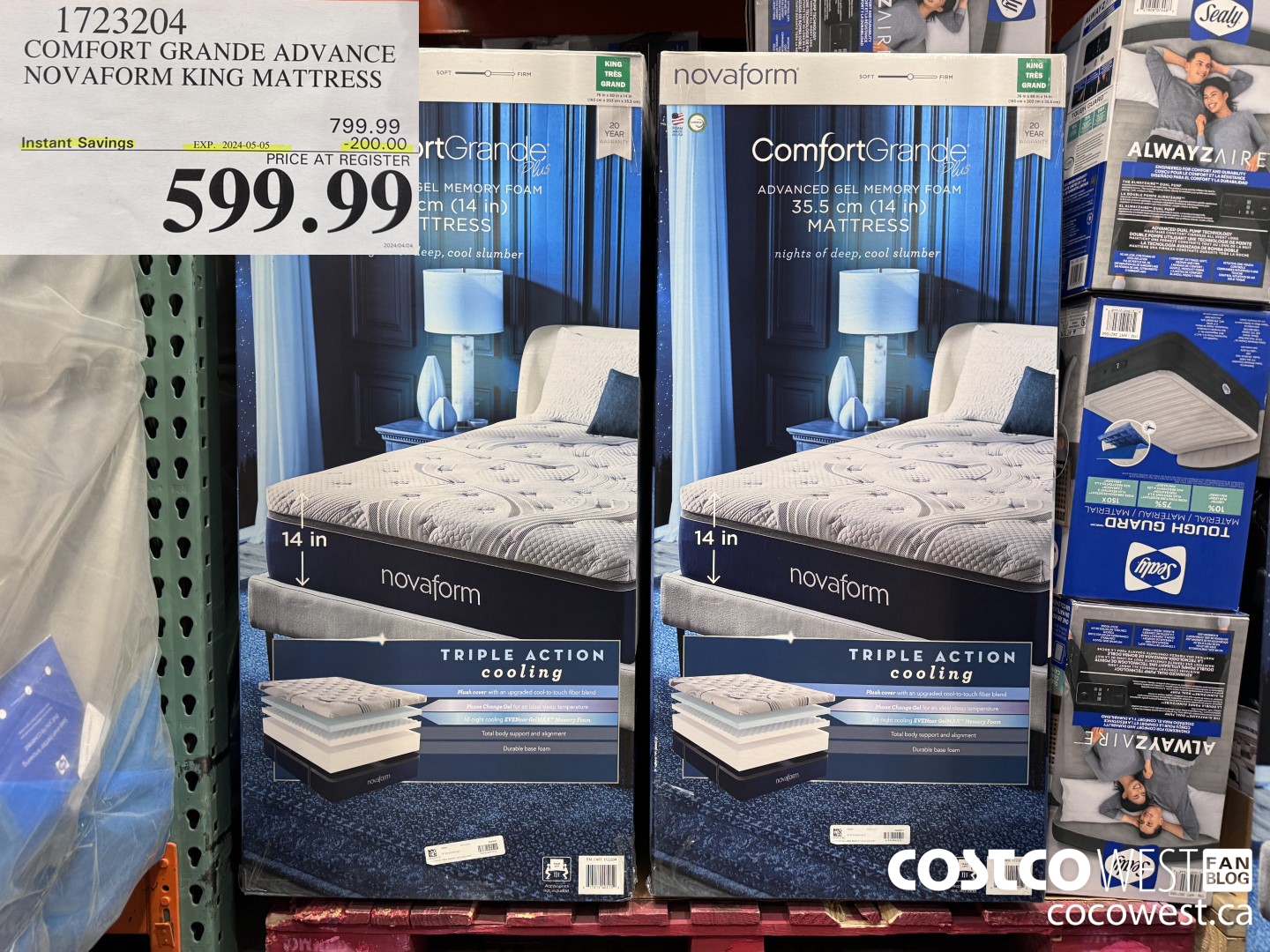 1723204 COMFORT GRANDE ADVANCE NOVAFORM KING MATTRESS ($200.00 INSTANT SAVINGS EXPIRES ON 2024-05-05) $599.99