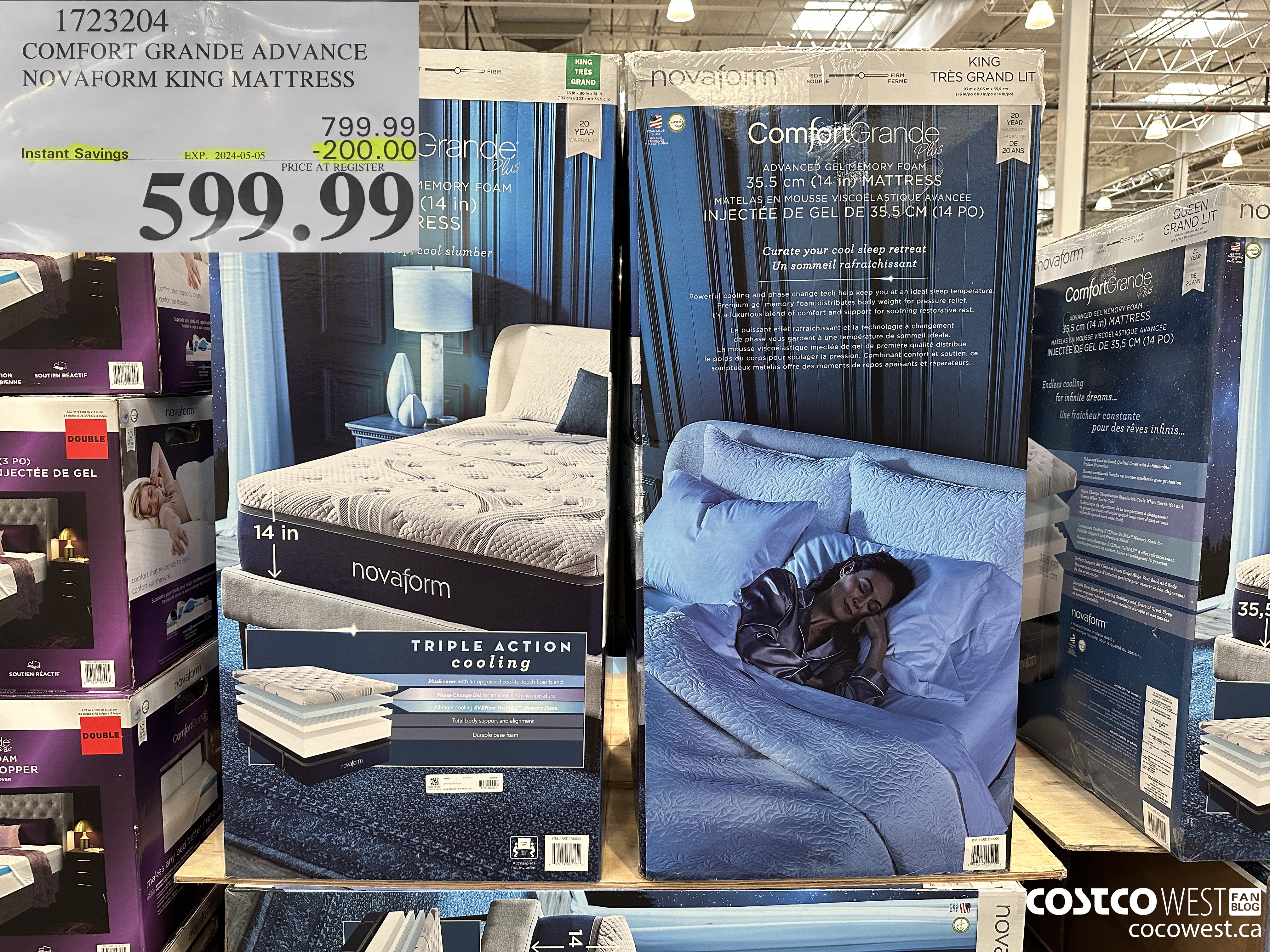 1723204 COMFORT GRANDE ADVANCE NOVAFORM KING MATTRESS ($200.00 INSTANT SAVINGS EXPIRES ON 2024-05-05) $599.99