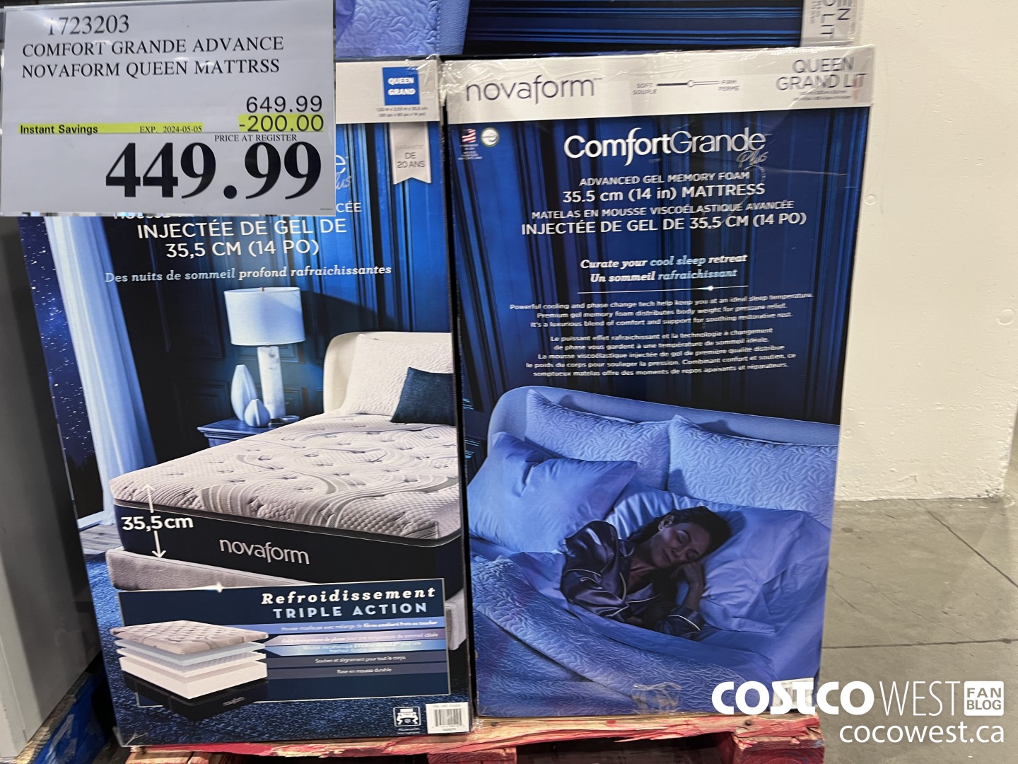 1723203 COMFORT GRANDE ADVANCE NOVAFORM QUEEN MATTRSS ($200.00 INSTANT SAVINGS EXPIRES ON 2024-05-05) $449.99