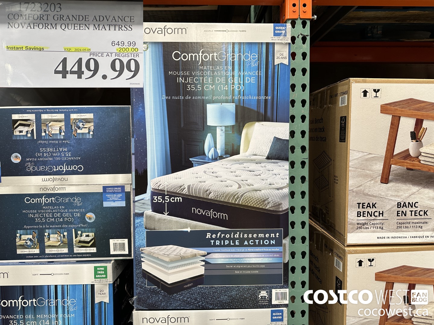 1723203 COMFORT GRANDE ADVANCE NOVAFORM QUEEN MATTRSS ($200.00 INSTANT SAVINGS EXPIRES ON 2024-05-05) $449.99