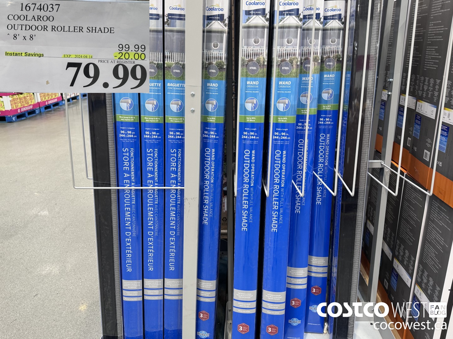 1674037 COOLAROO OUTDOOR ROLLER SHADE 8' X 8' ($20.00 INSTANT SAVINGS EXPIRES ON 2024-04-14) $79.99