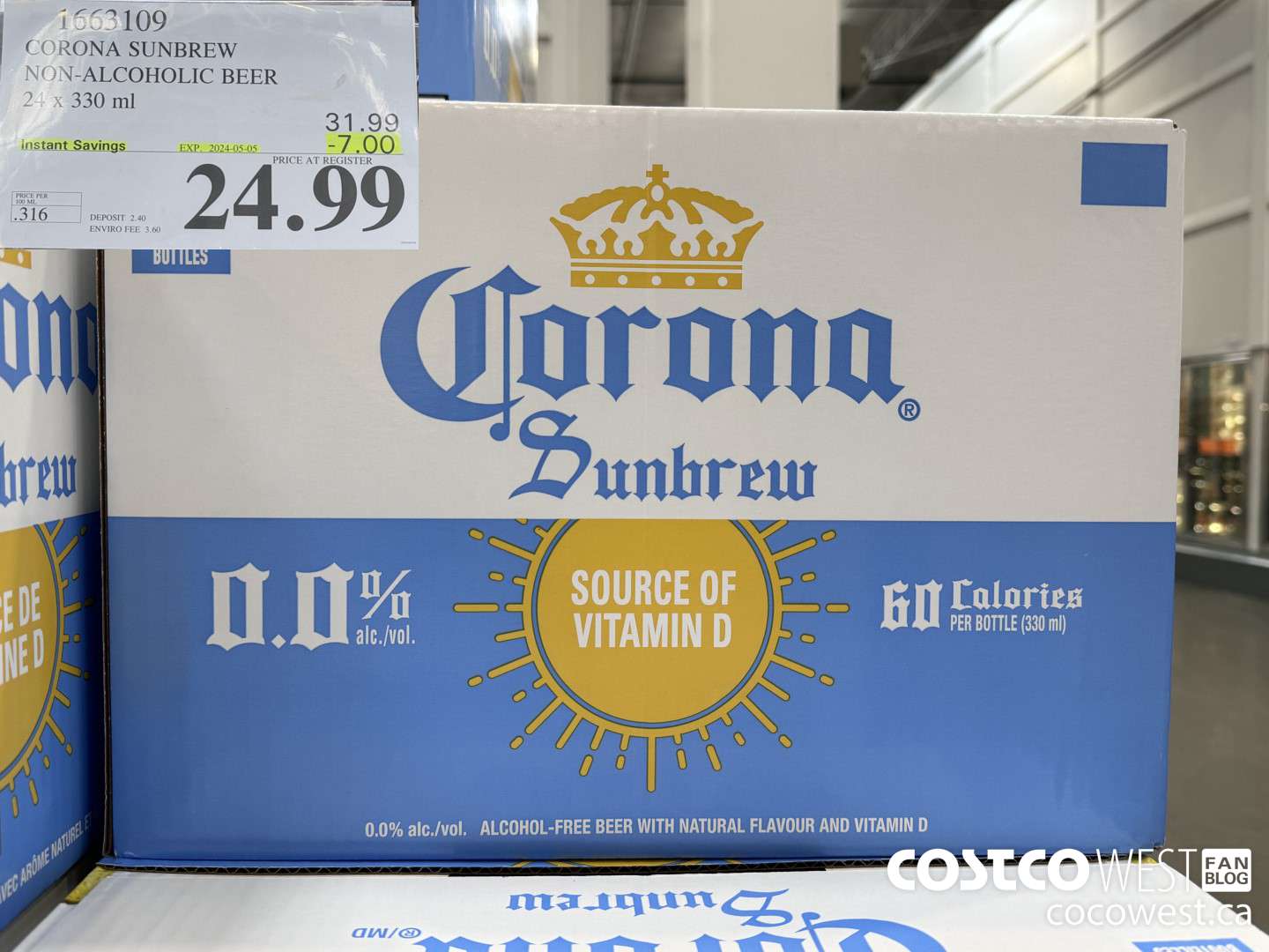 1663109 CORONA NON-ALCOHOLIC BEER 24 X 330 ML ($7.00 INSTANT SAVINGS EXPIRES ON 2024-05-05) $24.99